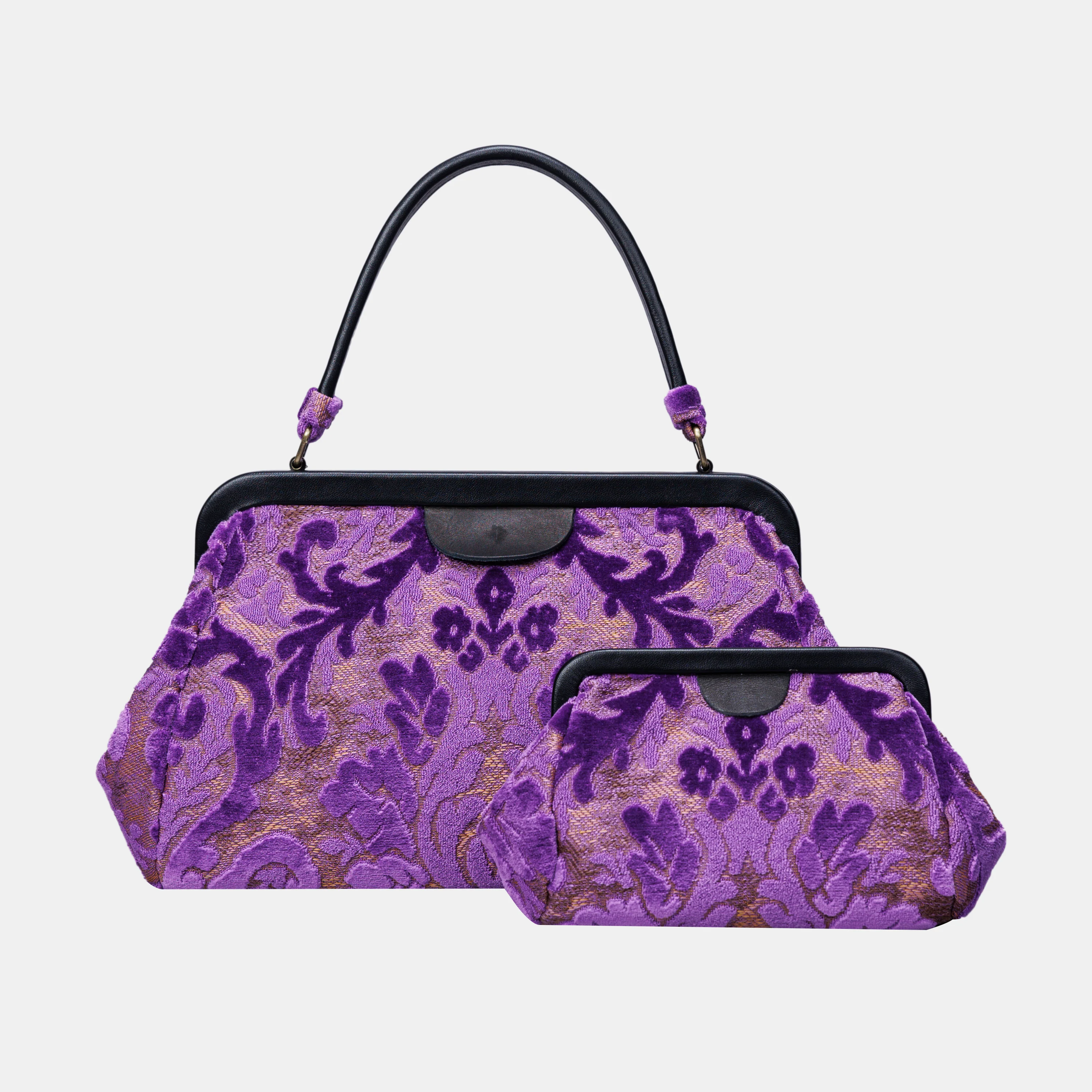 Burnout Velvet Purple Top Handle Purse - Image 7