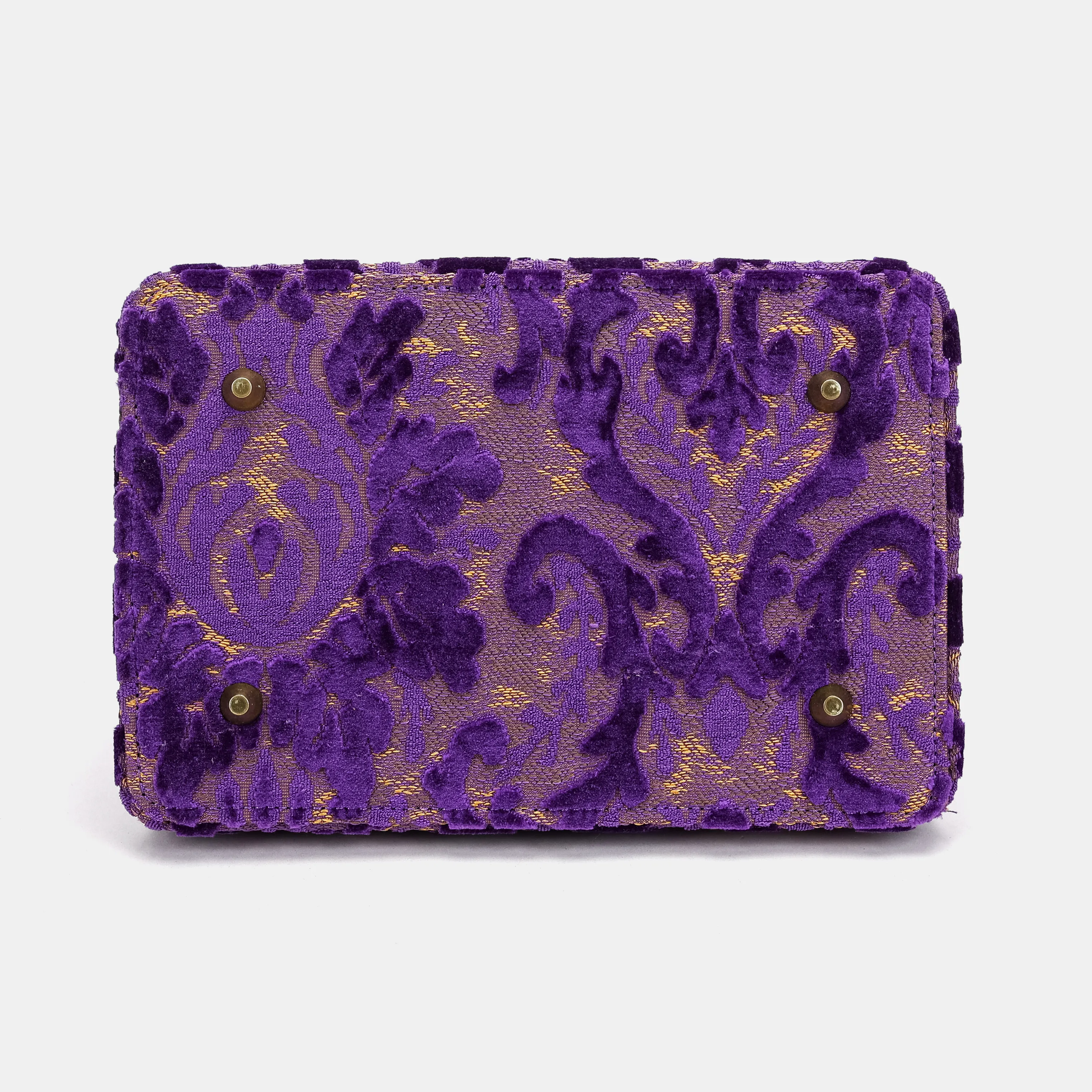 Burnout Velvet Purple Cecile Carpet Purse Gladstone Bag - Image 10