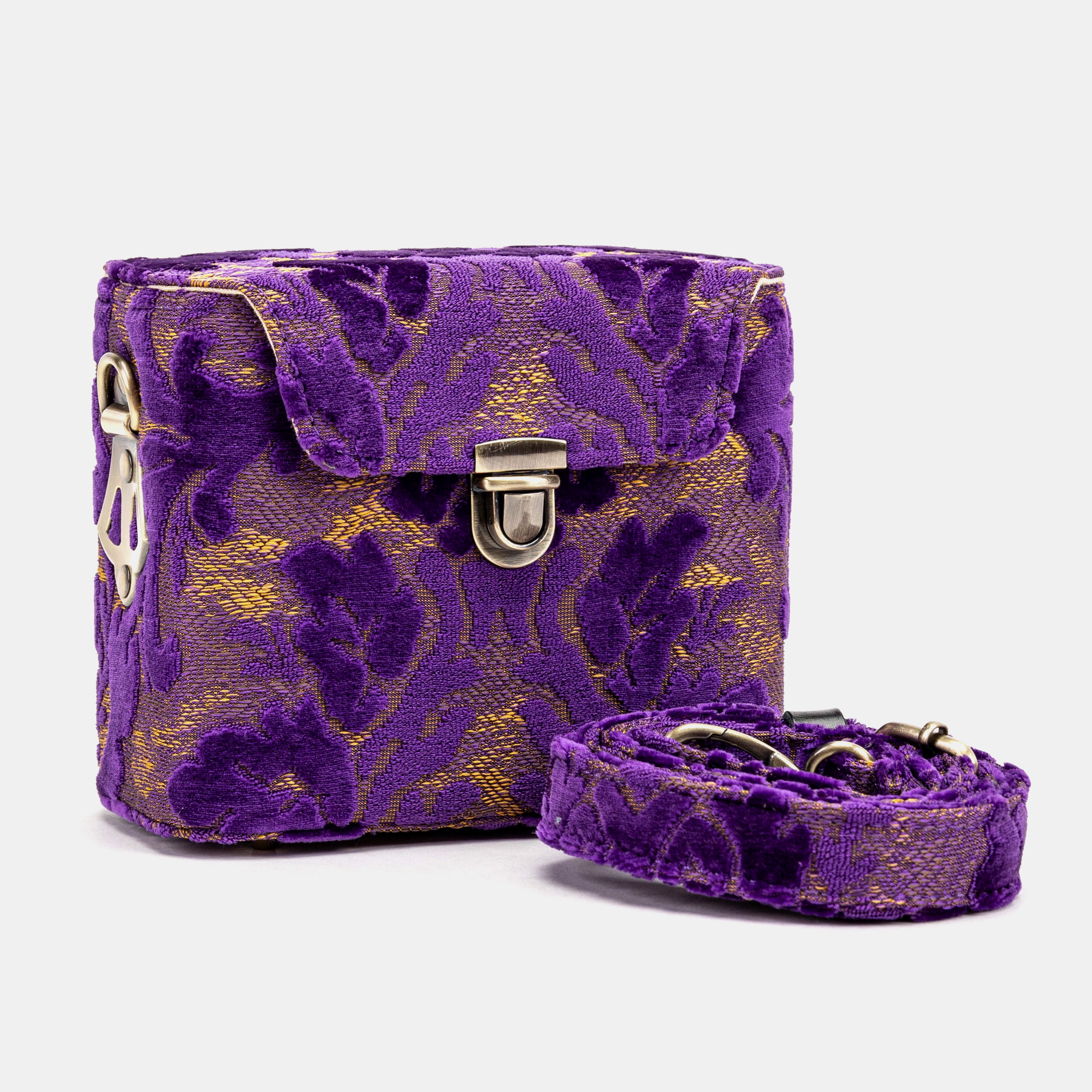 Burnout Velvet Purple Emma Small Train Case Crossbody - Image 2