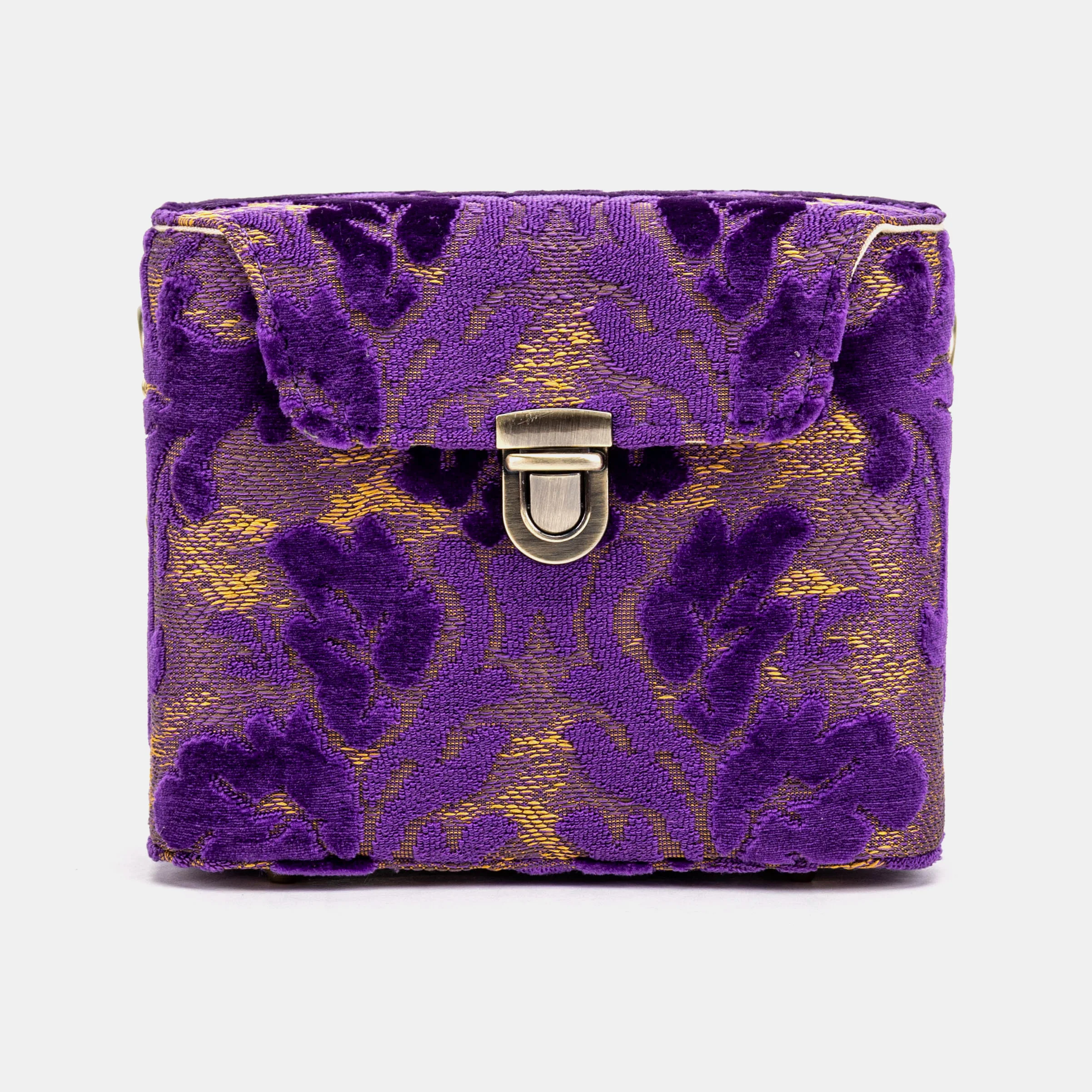 Burnout Velvet Purple Emma Small Train Case Crossbody - Image 3