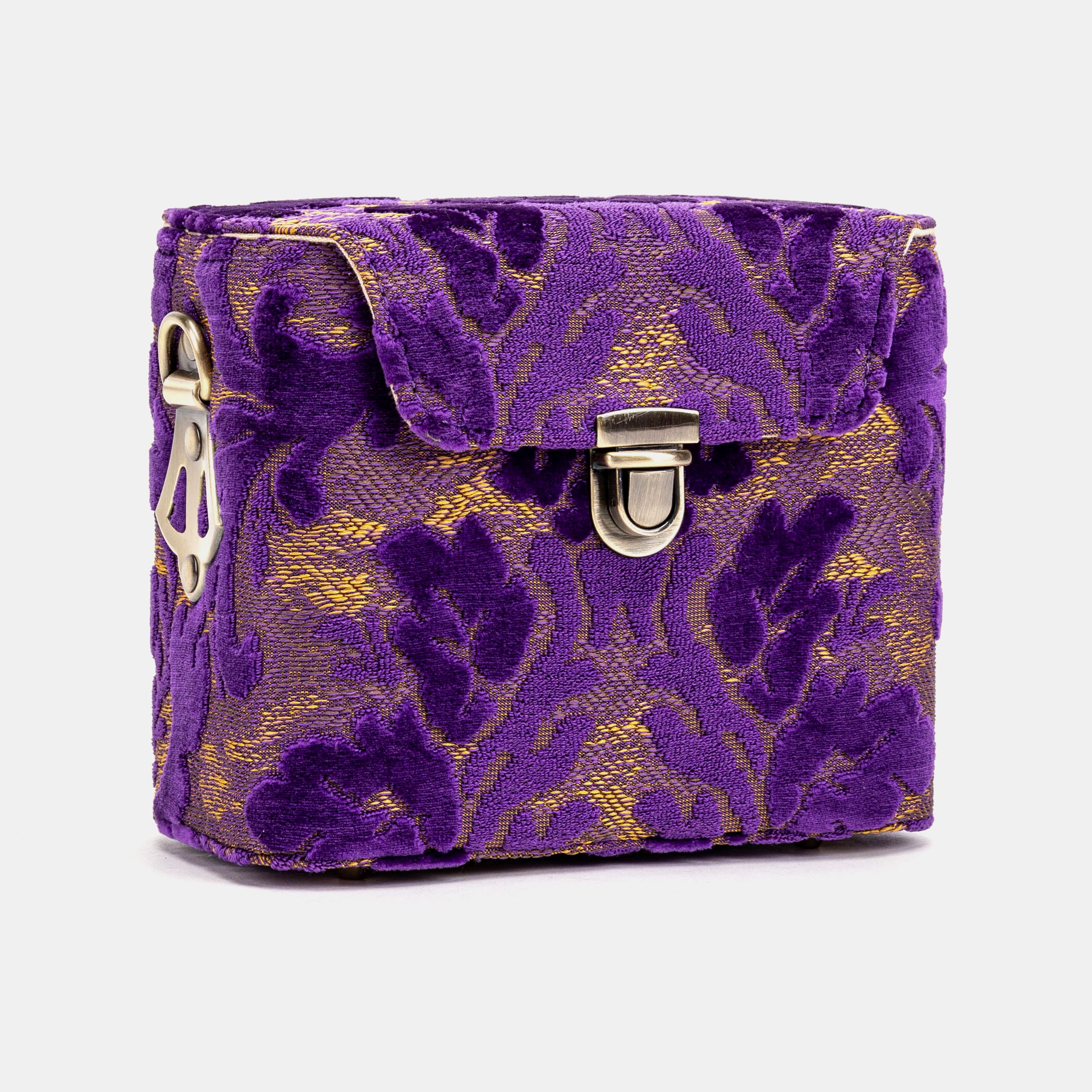 Burnout Velvet Purple Emma Small Train Case Crossbody - Image 4