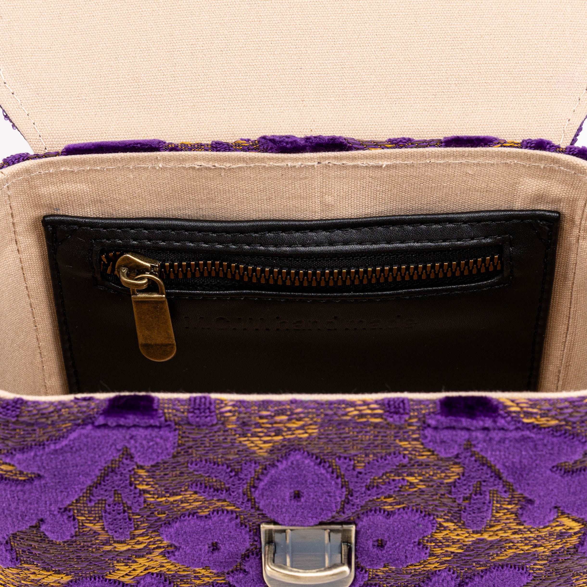Burnout Velvet Purple Emma Small Train Case Crossbody - Image 9