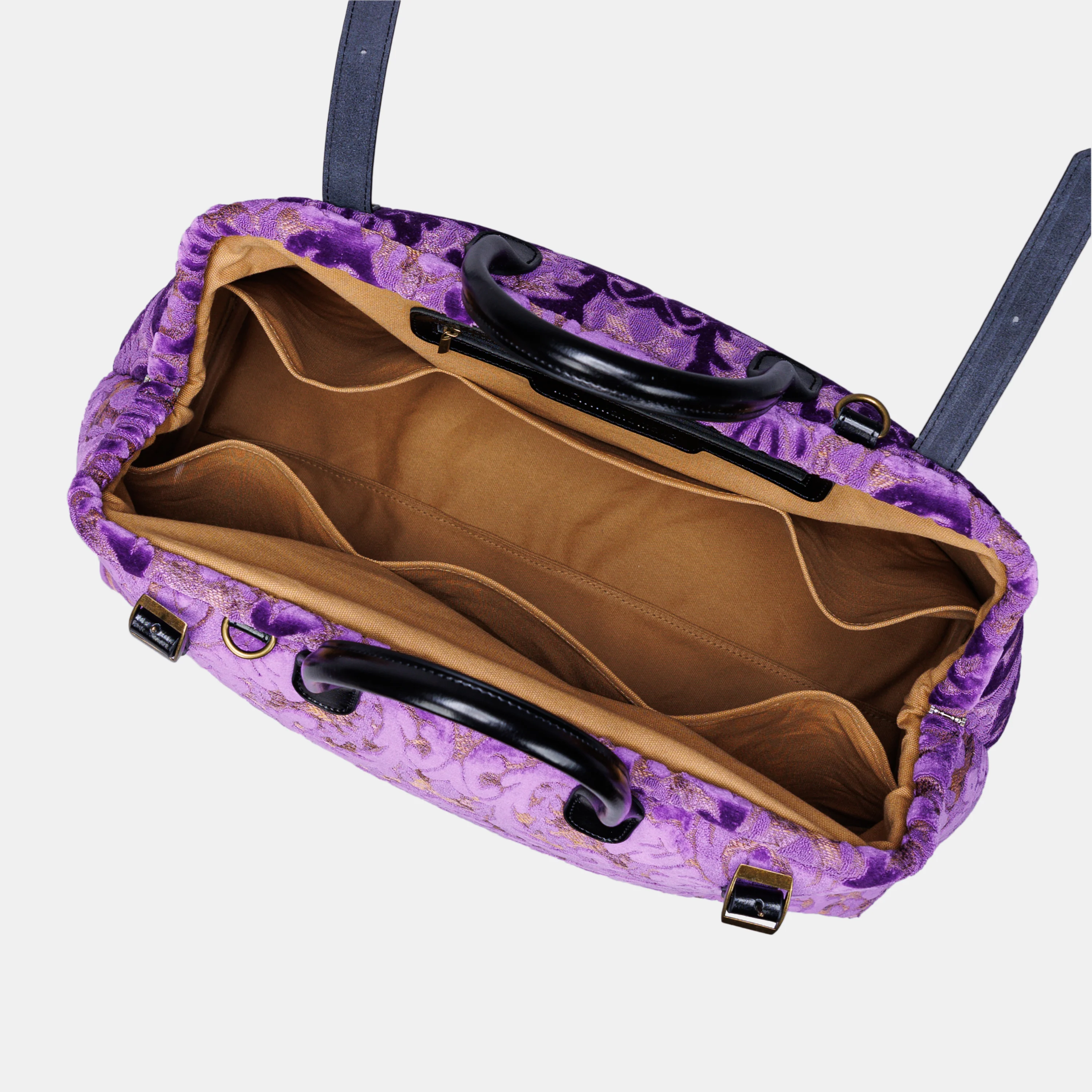 Burnout Velvet Purple Large Carpetbag - Image 6
