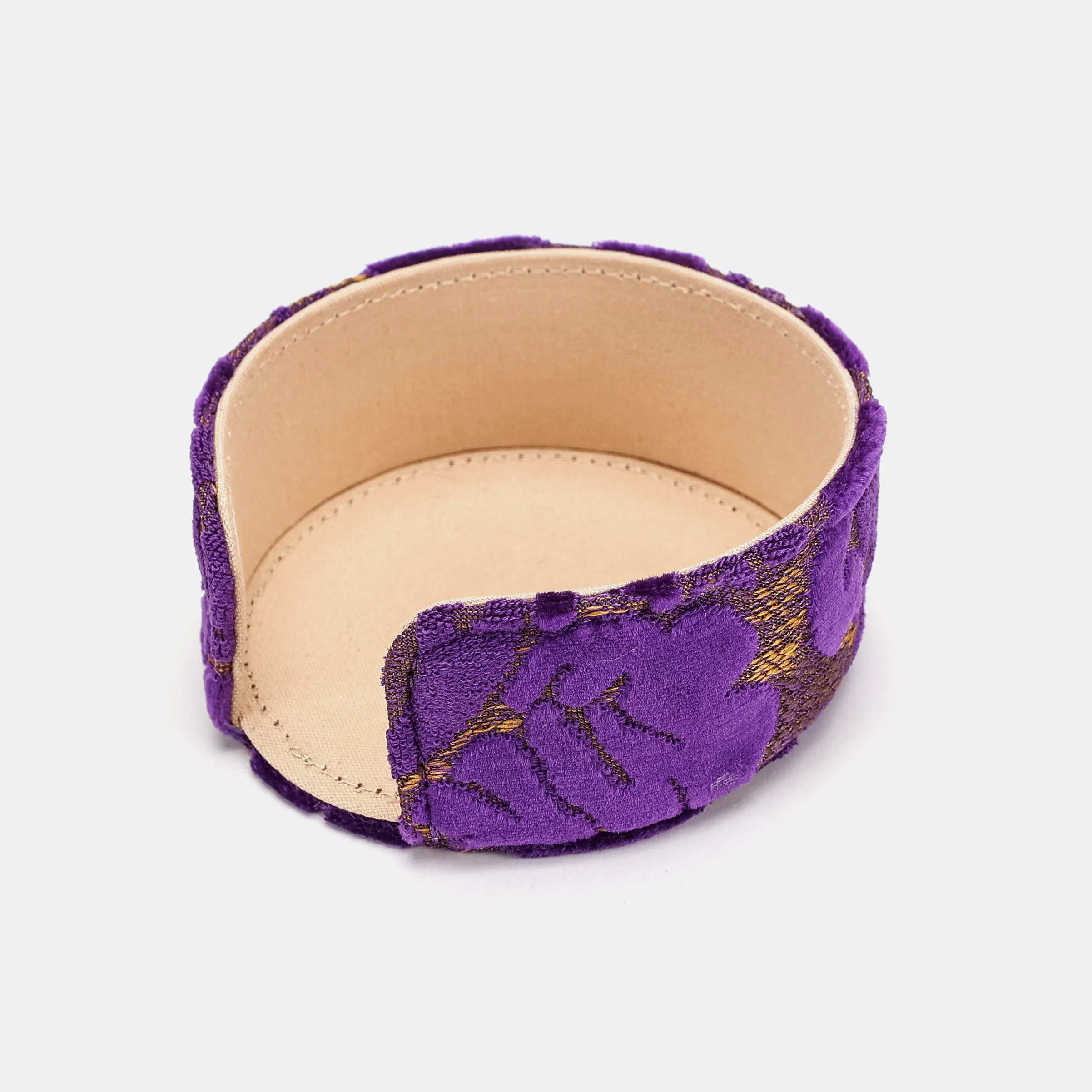 Burnout Velvet Purple Round Coaster Set with Holder - Image 5