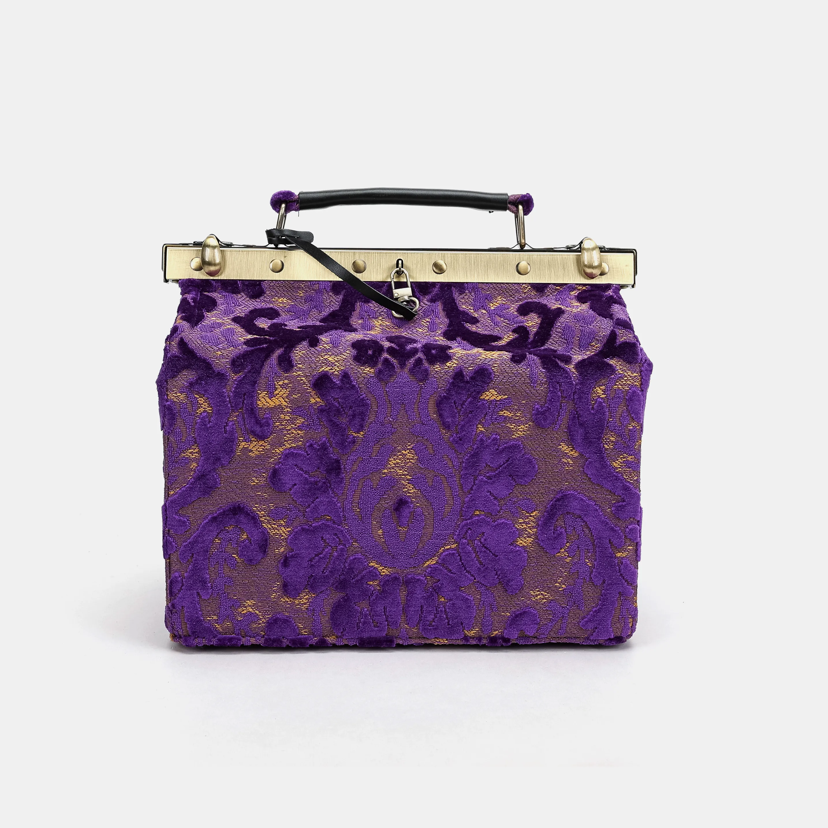 Burnout Velvet Purple Vivienne Carpet Purse Gladstone Bag