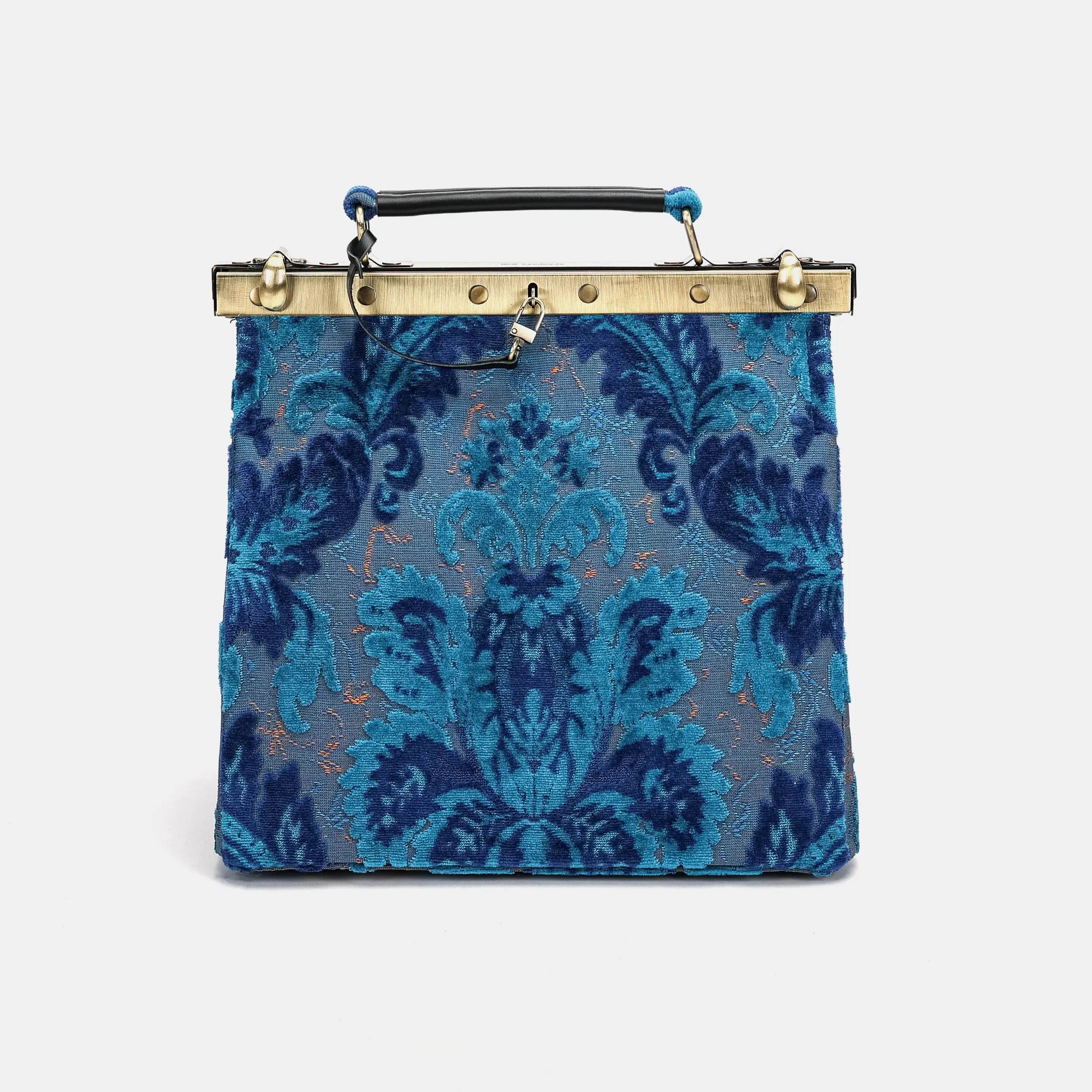 Burnout Velvet Revival Aqua Cecile Carpet Purse Gladstone Bag
