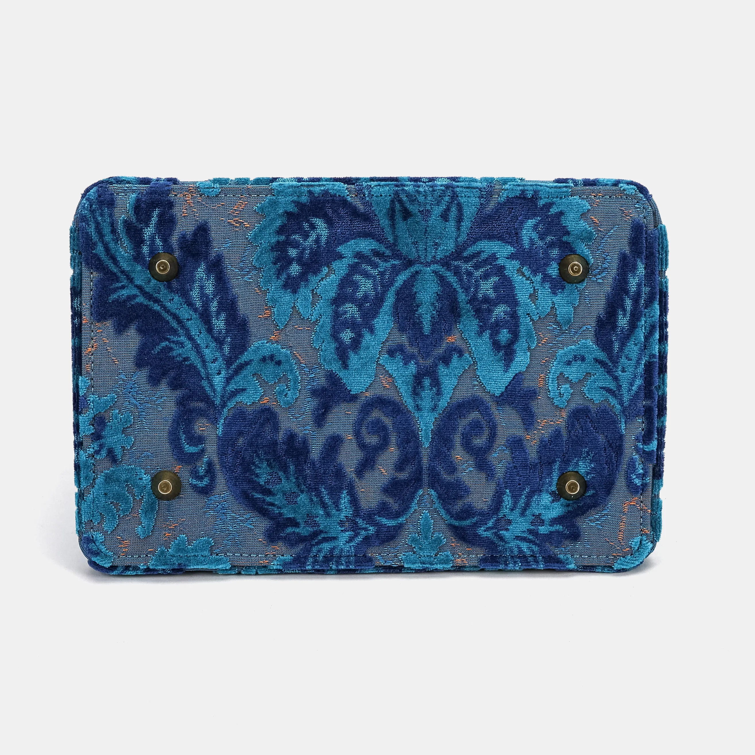 Burnout Velvet Revival Aqua Cecile Carpet Purse Gladstone Bag - Image 10
