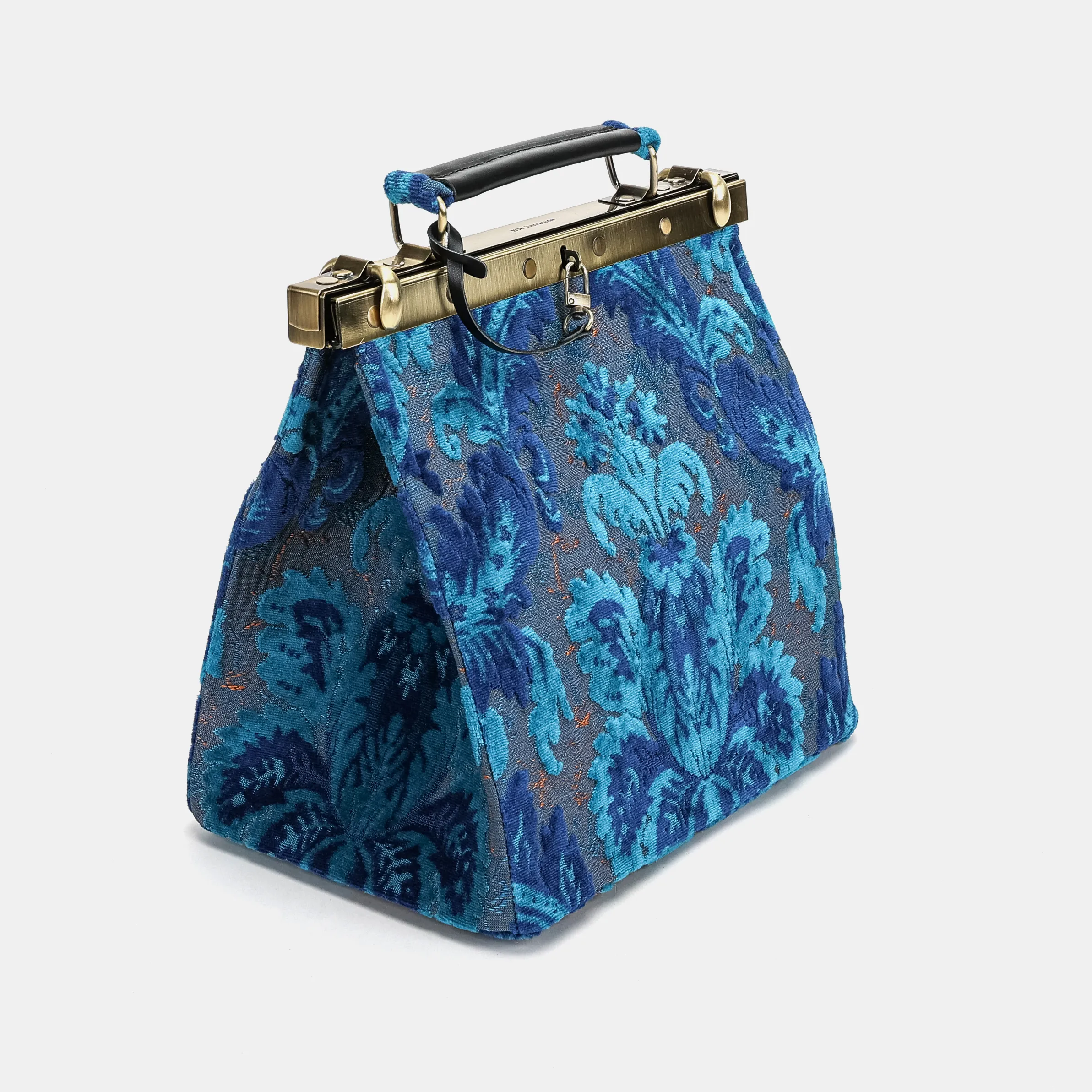 Burnout Velvet Revival Aqua Cecile Carpet Purse Gladstone Bag - Image 4