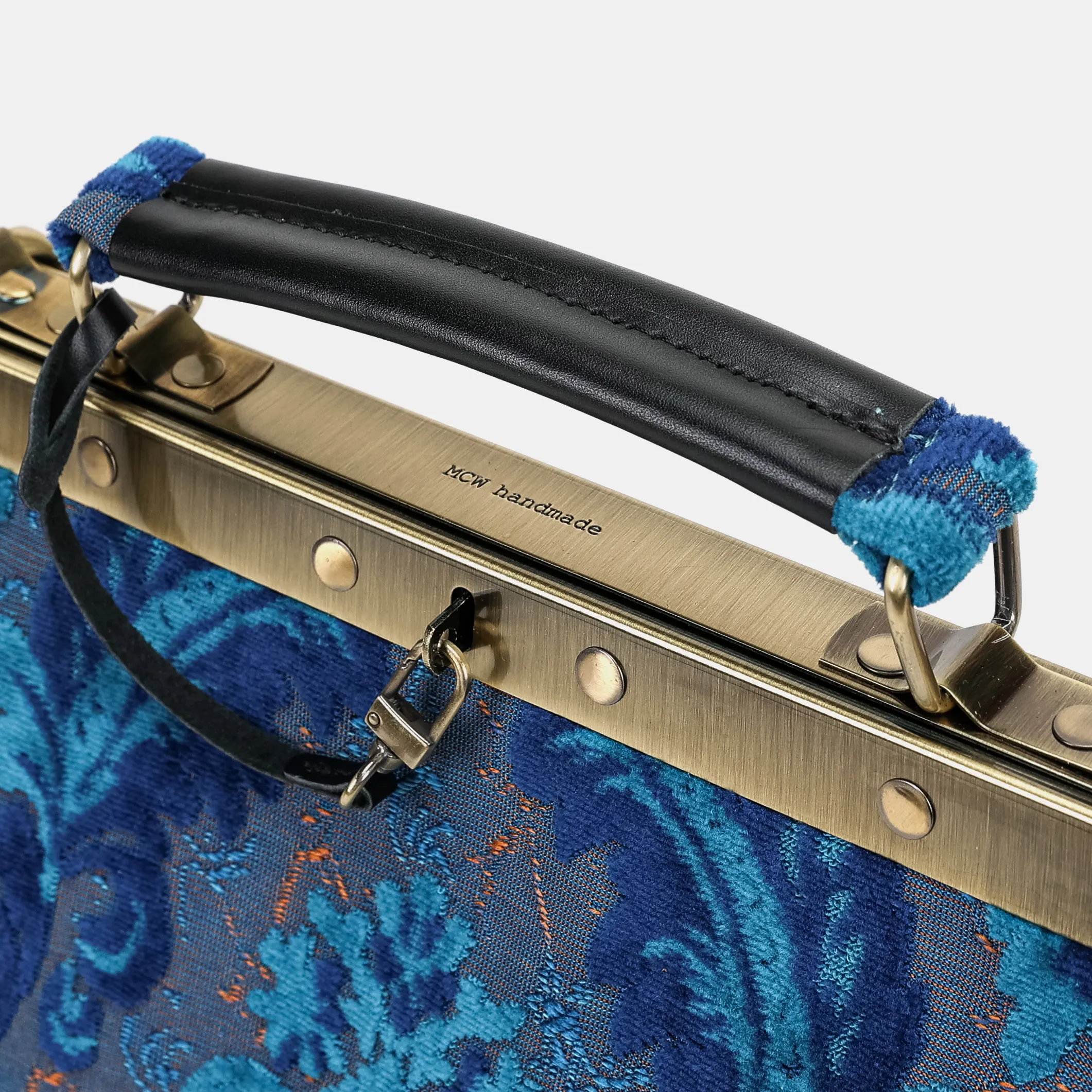Burnout Velvet Revival Aqua Cecile Carpet Purse Gladstone Bag - Image 7