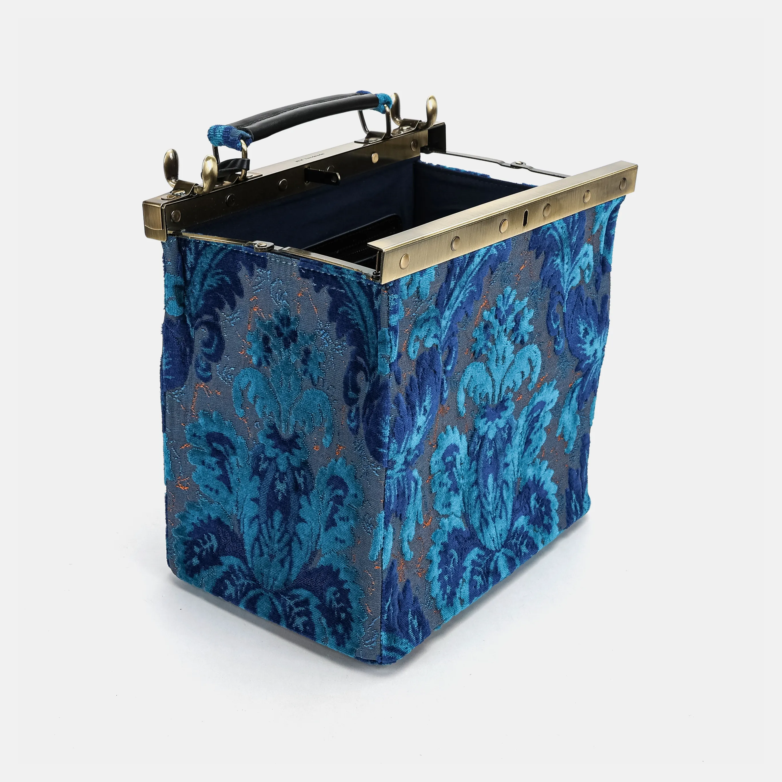 Burnout Velvet Revival Aqua Cecile Carpet Purse Gladstone Bag - Image 9