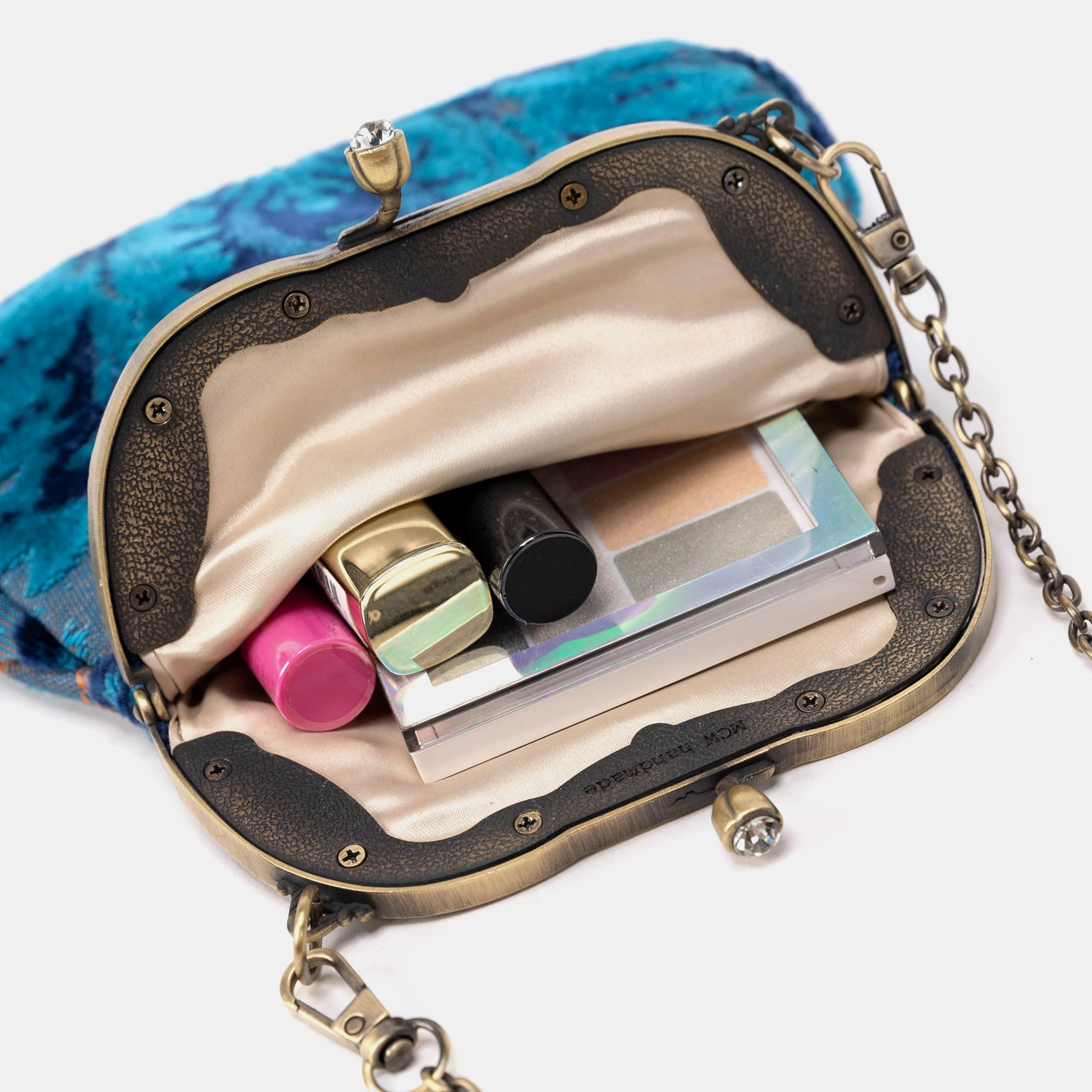 Burnout Velvet Revival Aqua Chatelaine Purse Medium - Image 4