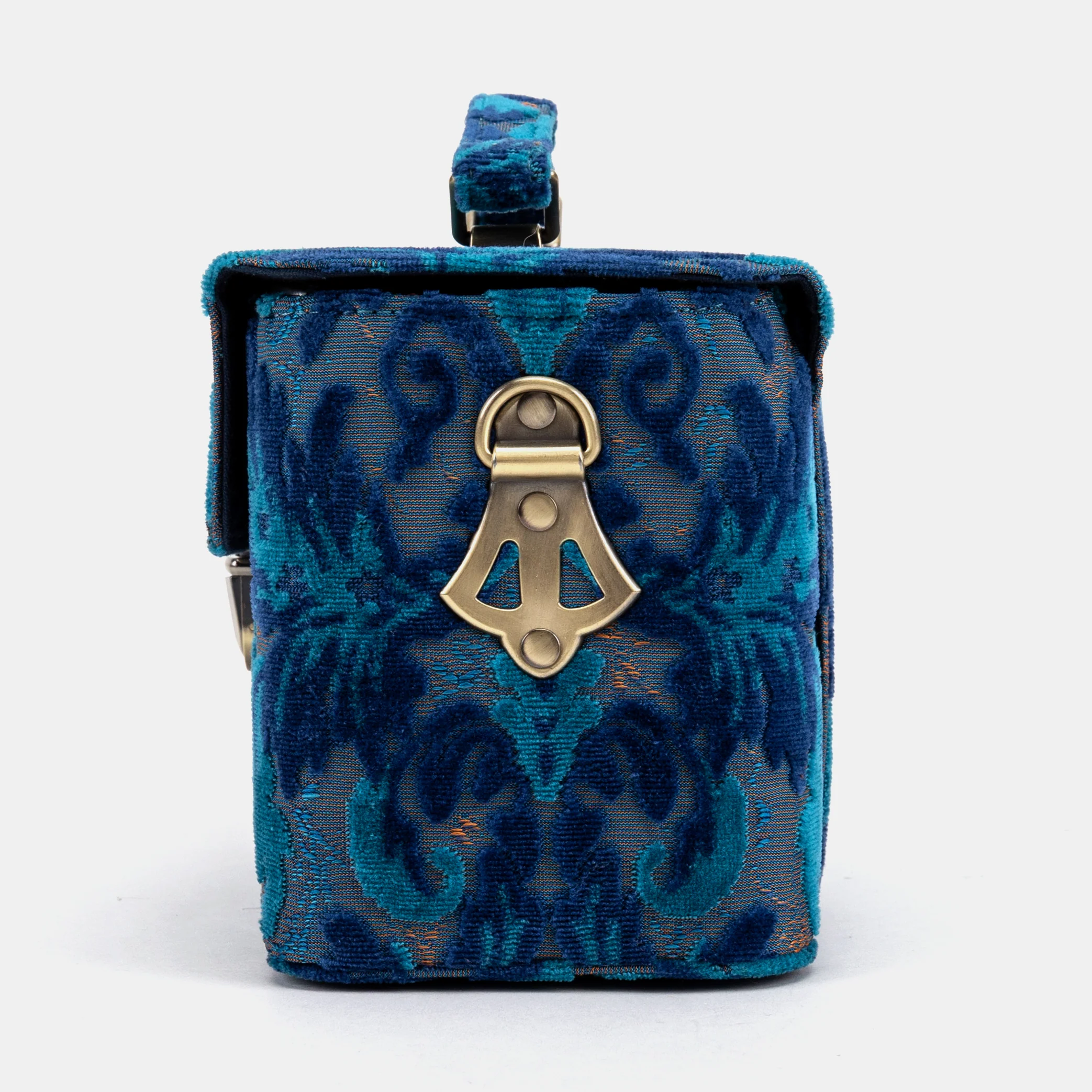Burnout Velvet Revival Aqua Clara Medium Train Case Purse - Image 5