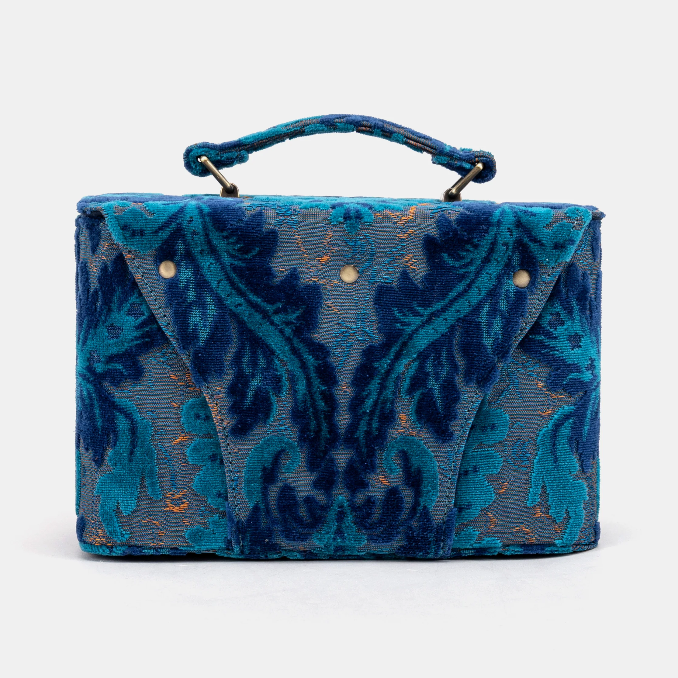 Burnout Velvet Revival Aqua Clara Medium Train Case Purse - Image 6