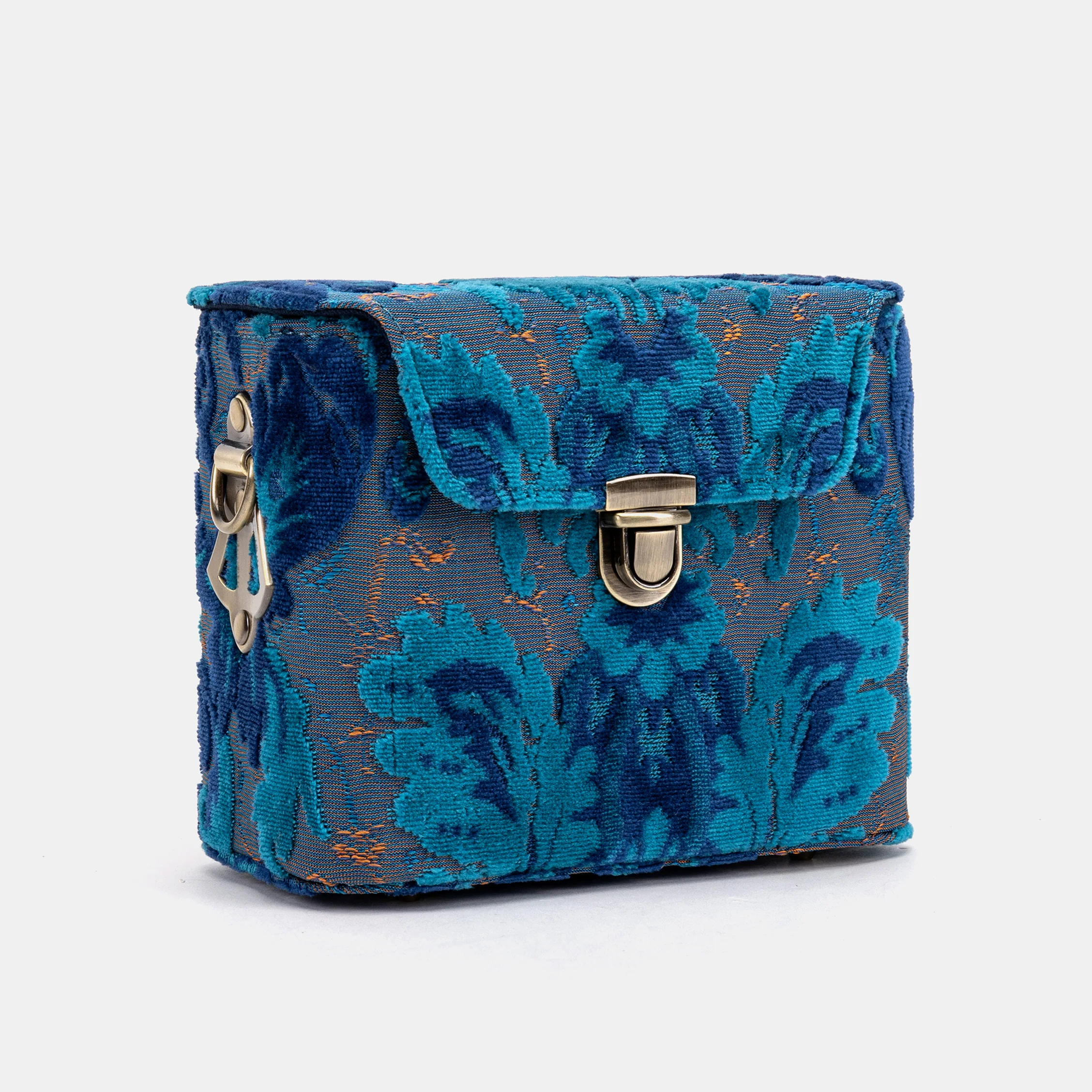 Burnout Velvet Revival Aqua Emma Small Train Case Crossbody - Image 4