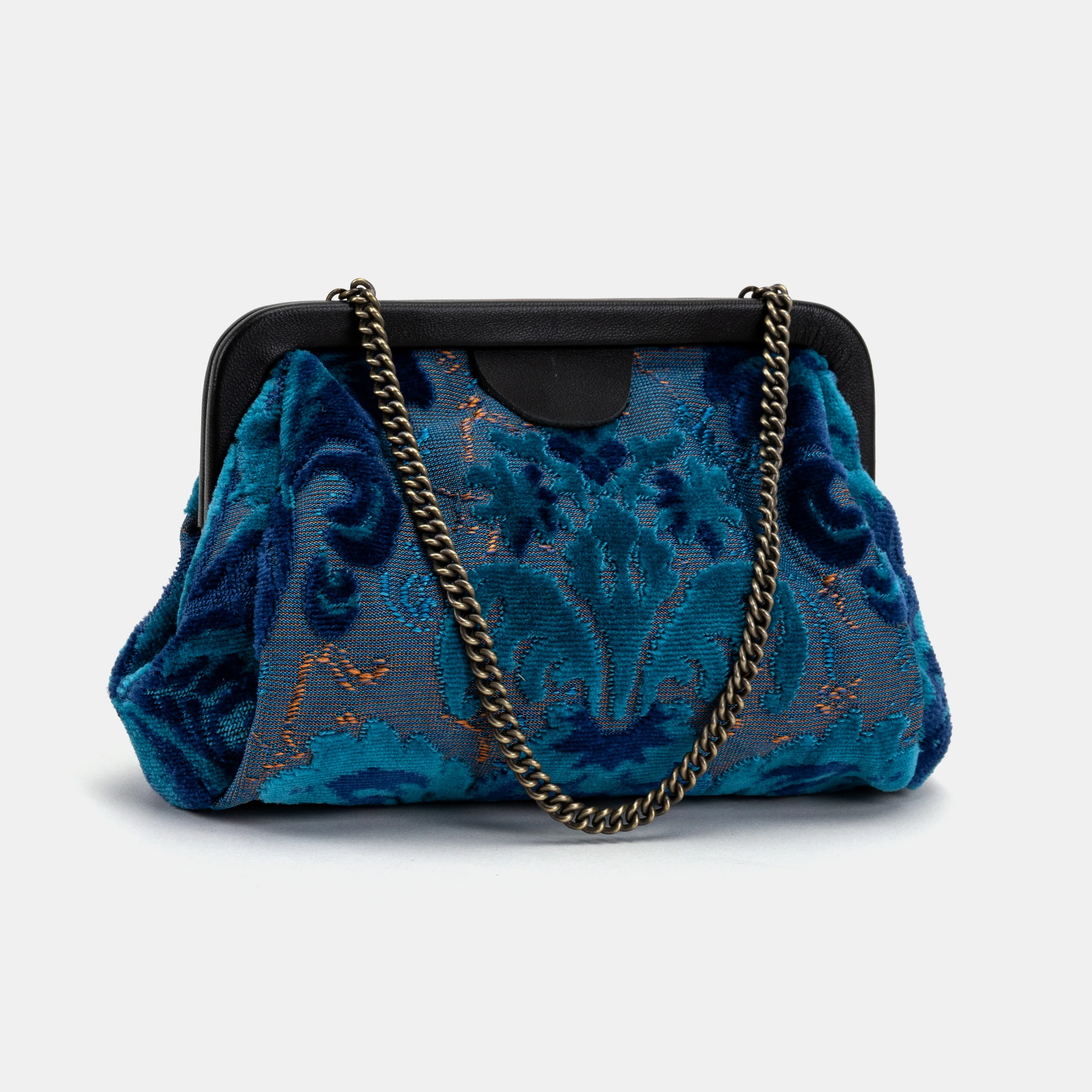 Burnout Velvet Revival Aqua Evening Bag Clutch - Image 2