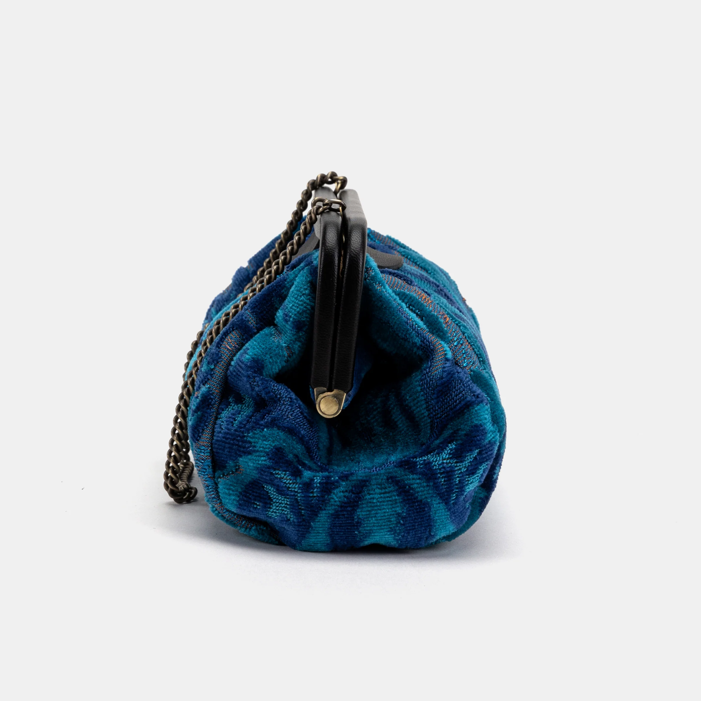Burnout Velvet Revival Aqua Evening Bag Clutch - Image 4