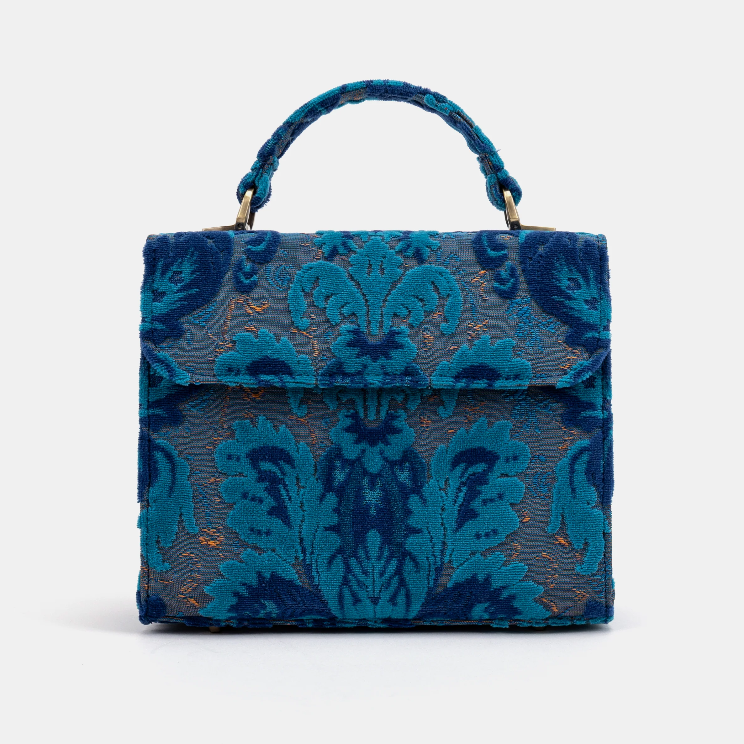 Burnout Velvet Revival Aqua Flap Satchel