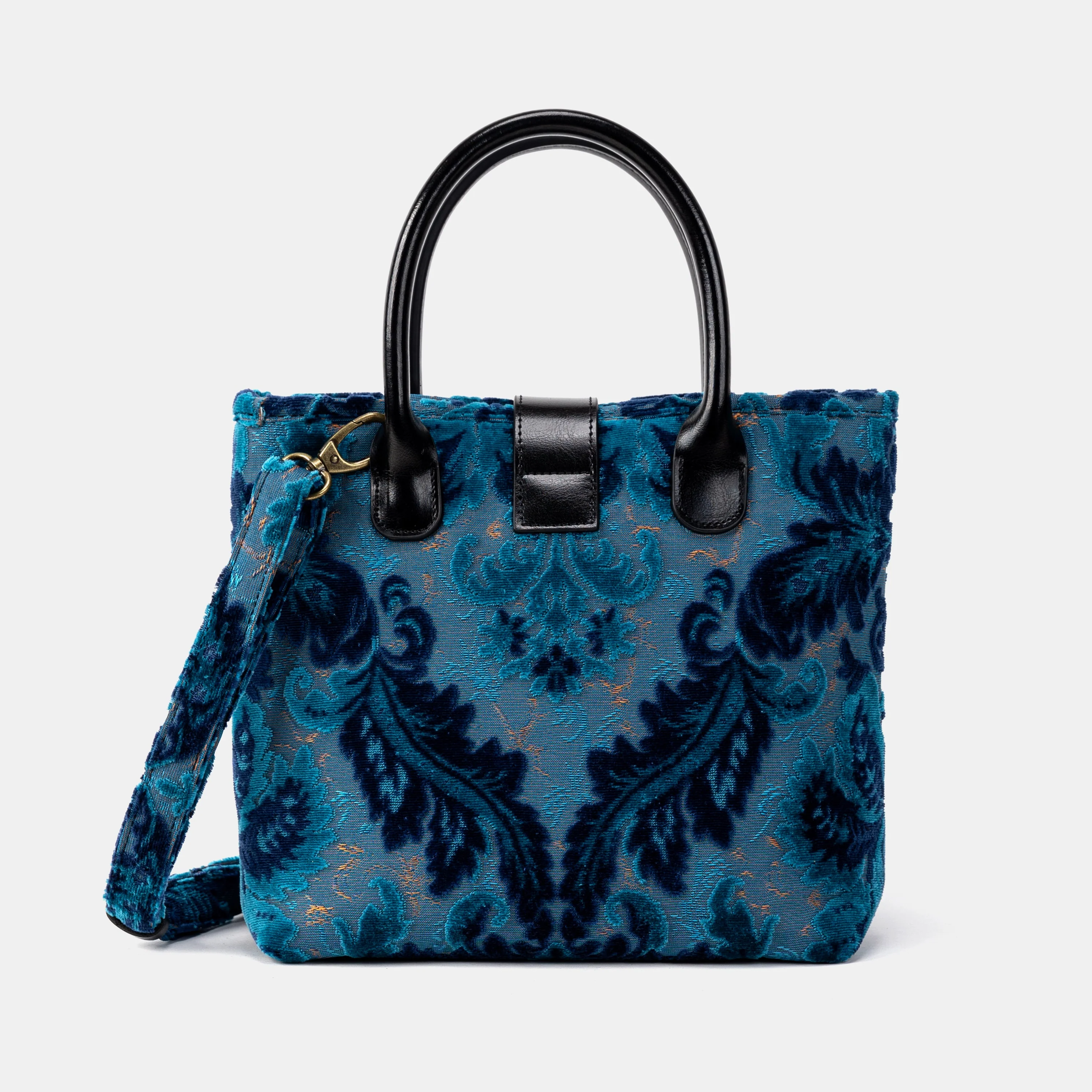 Burnout Velvet Revival Aqua Tuck Lock Carpet Satchel - Image 4