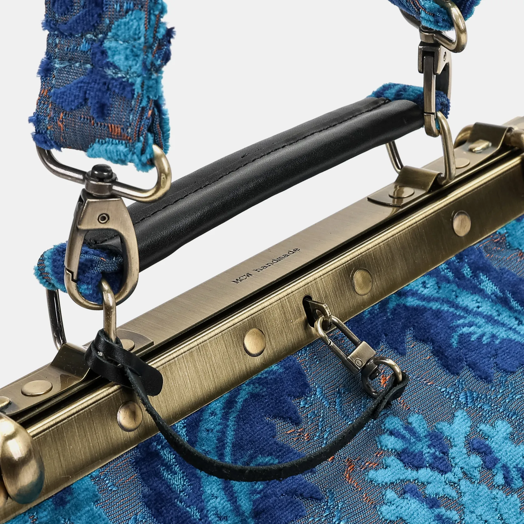 Burnout Velvet Revival Aqua Vivienne Carpet Purse Gladstone Bag - Image 6