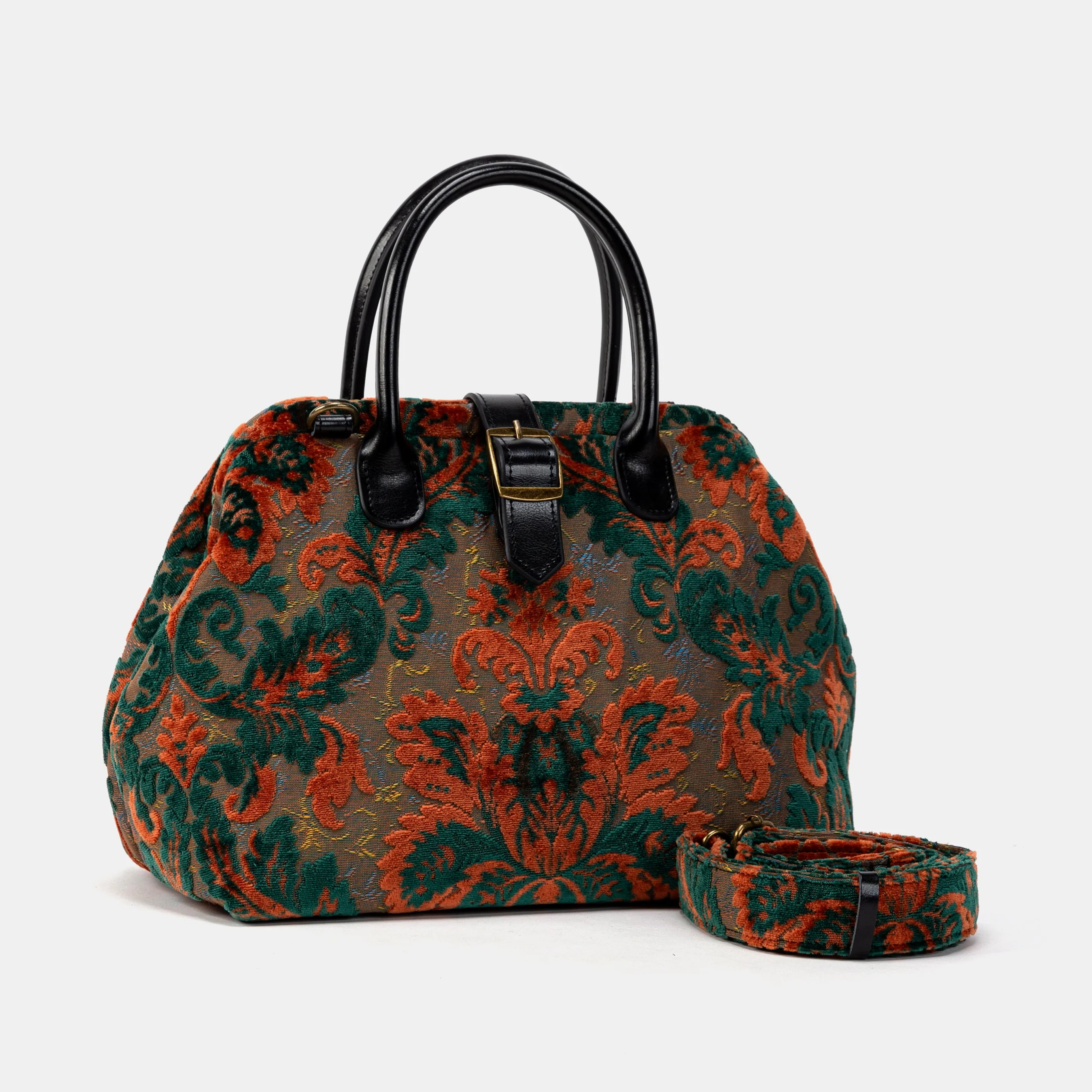 Burnout Velvet Revival Jade Carpet Handbag Purse - Image 3