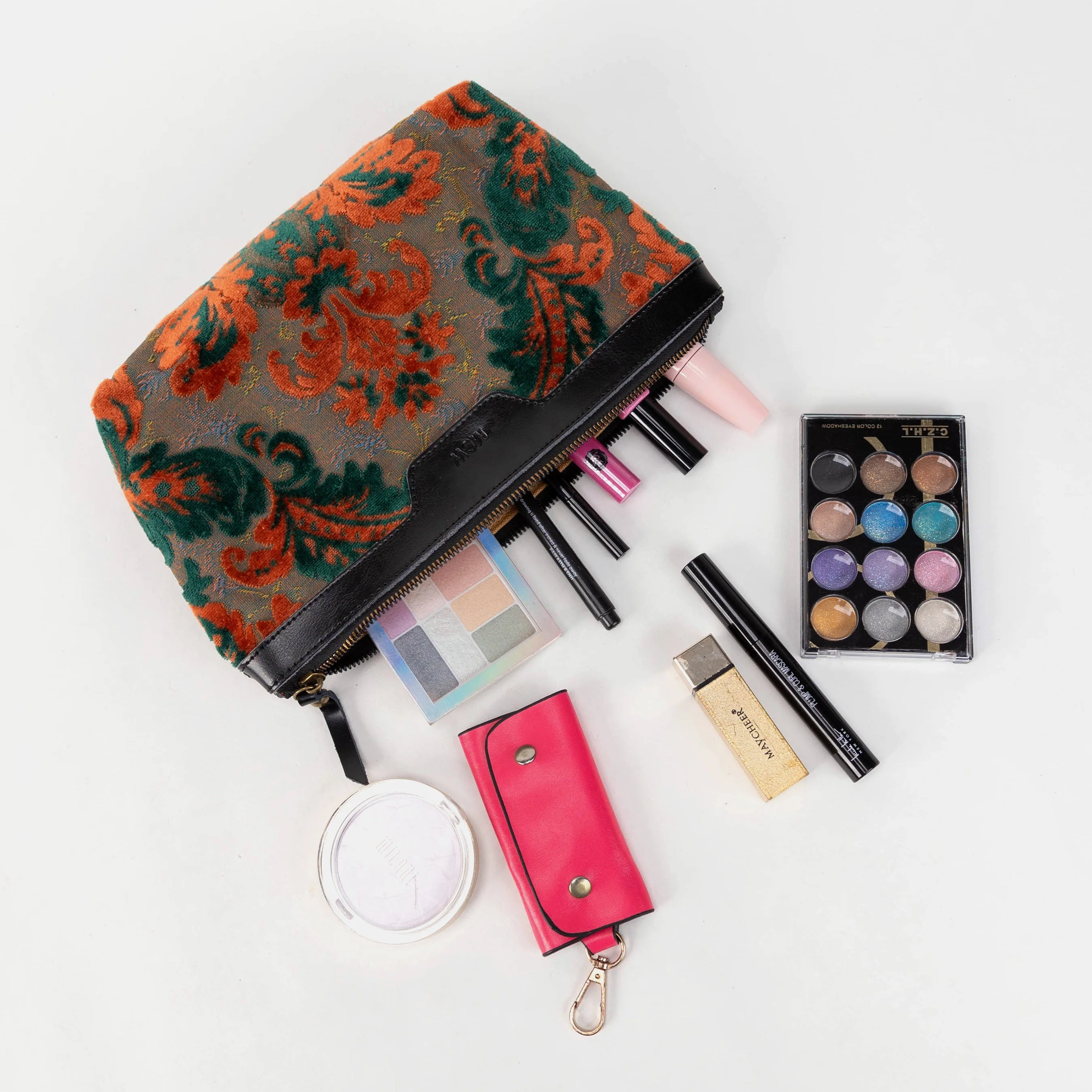 Burnout Velvet Revival Jade Carpet Makeup Bag - Image 2