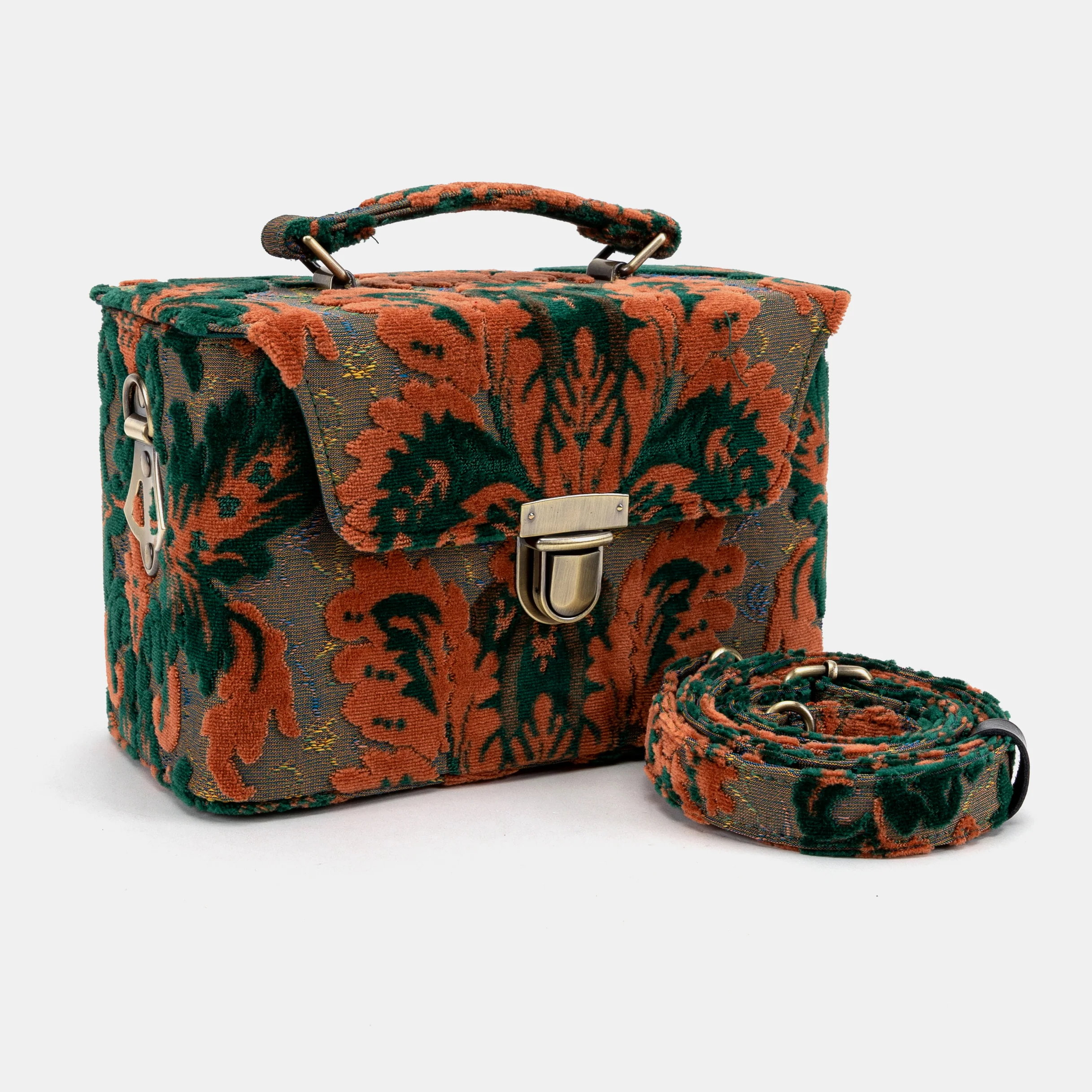 Burnout Velvet Revival Jade Clara Medium Train Case Purse