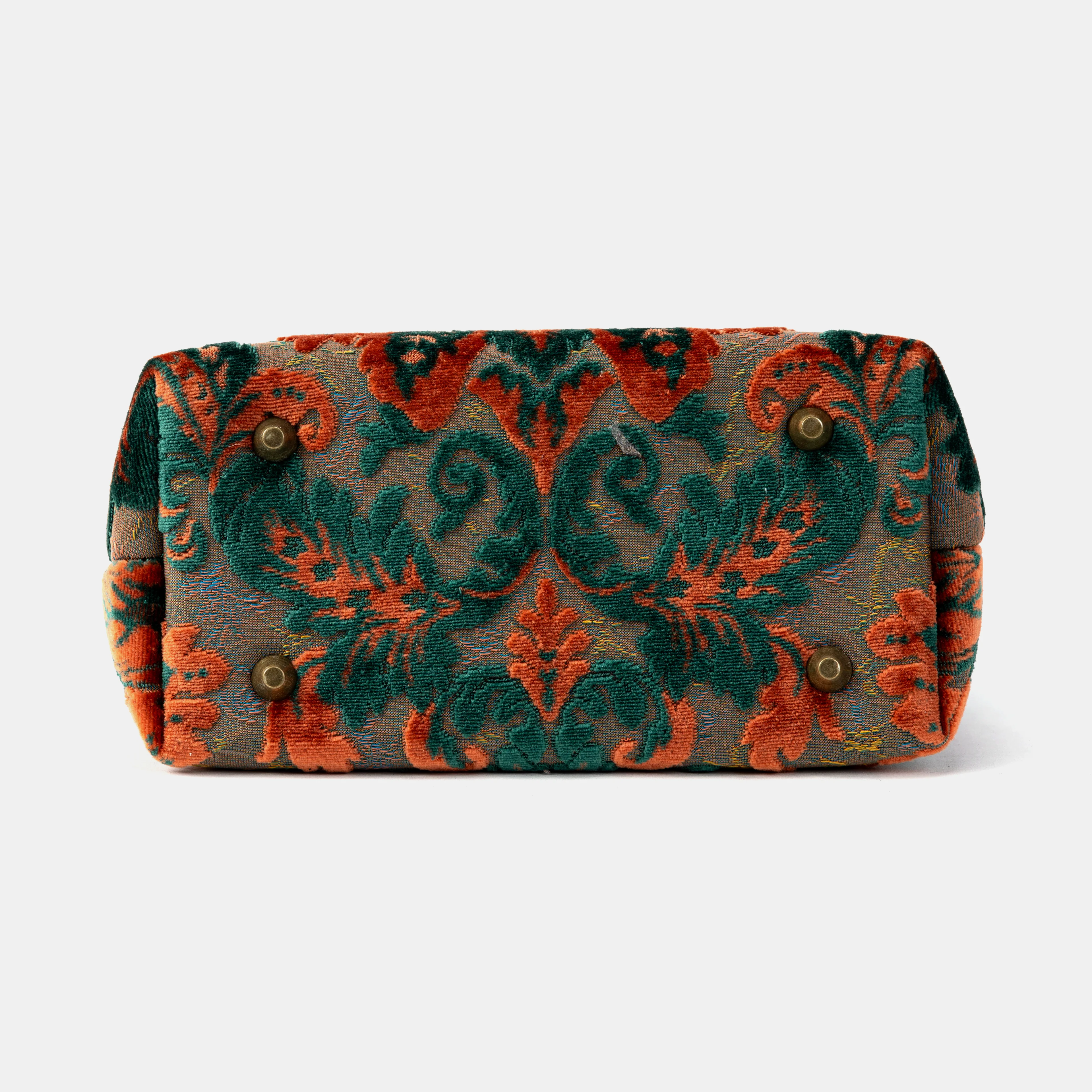 Burnout Velvet Revival Jade Tuck Lock Carpet Satchel - Image 6