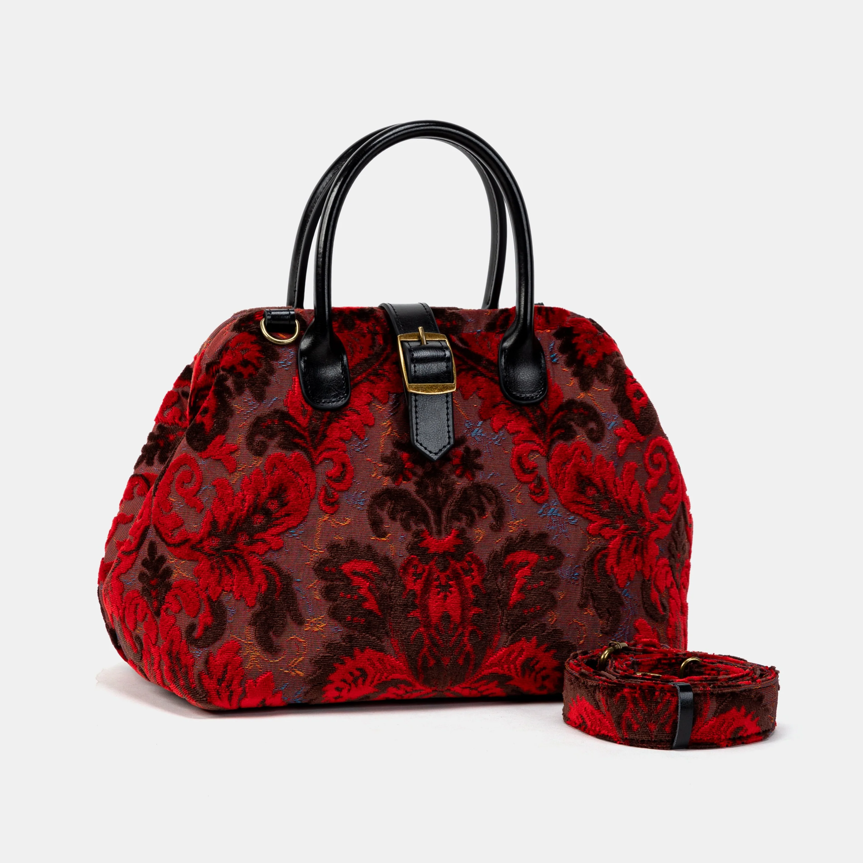 Burnout Velvet Revival Scarlet Carpet Handbag Purse - Image 2
