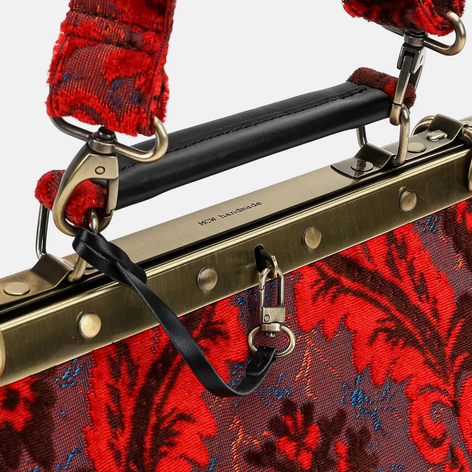 Burnout Velvet Revival Scarlet Cecile Carpet Purse Gladstone Bag - Image 6