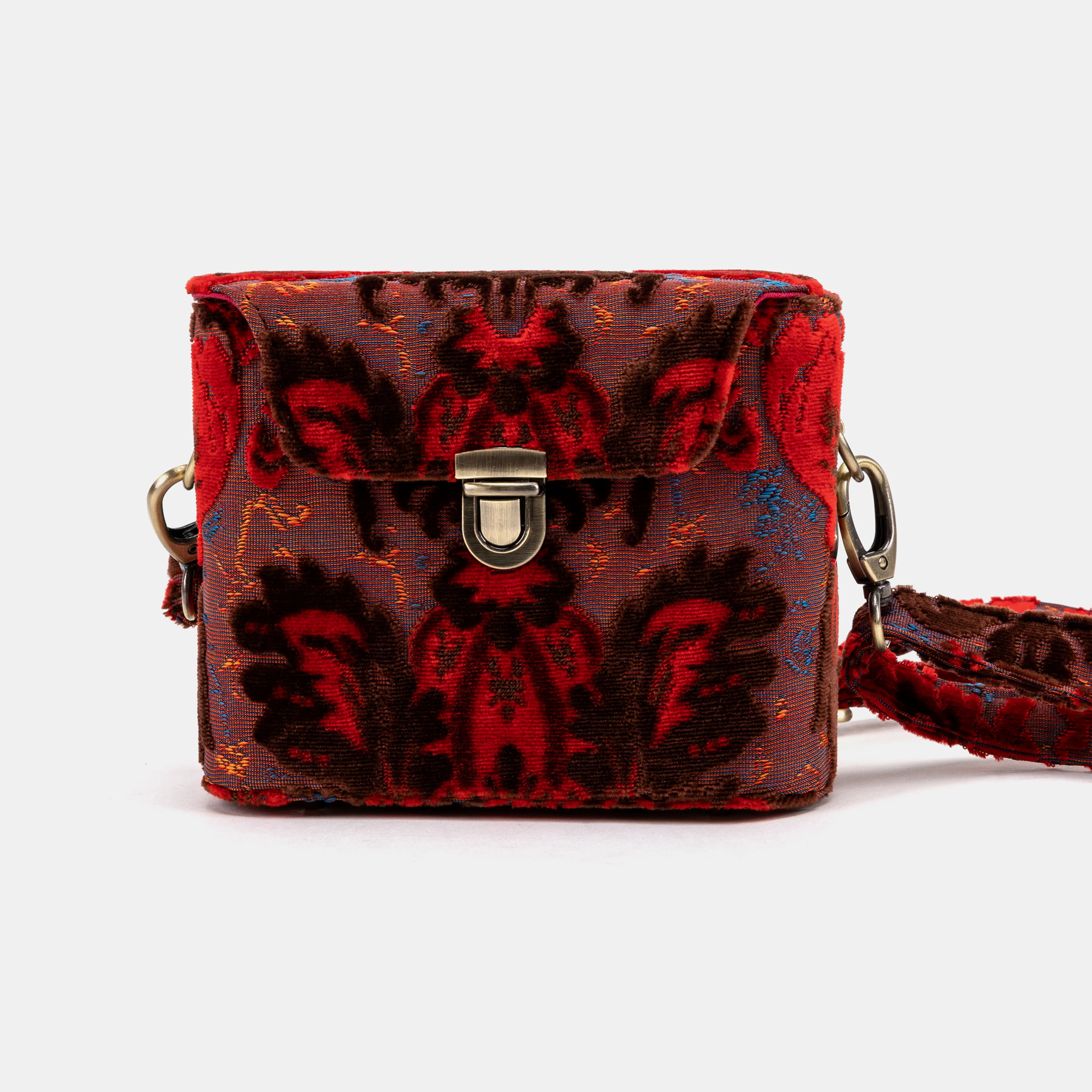 Burnout Velvet Revival Scarlet Emma Small Train Case Crossbody