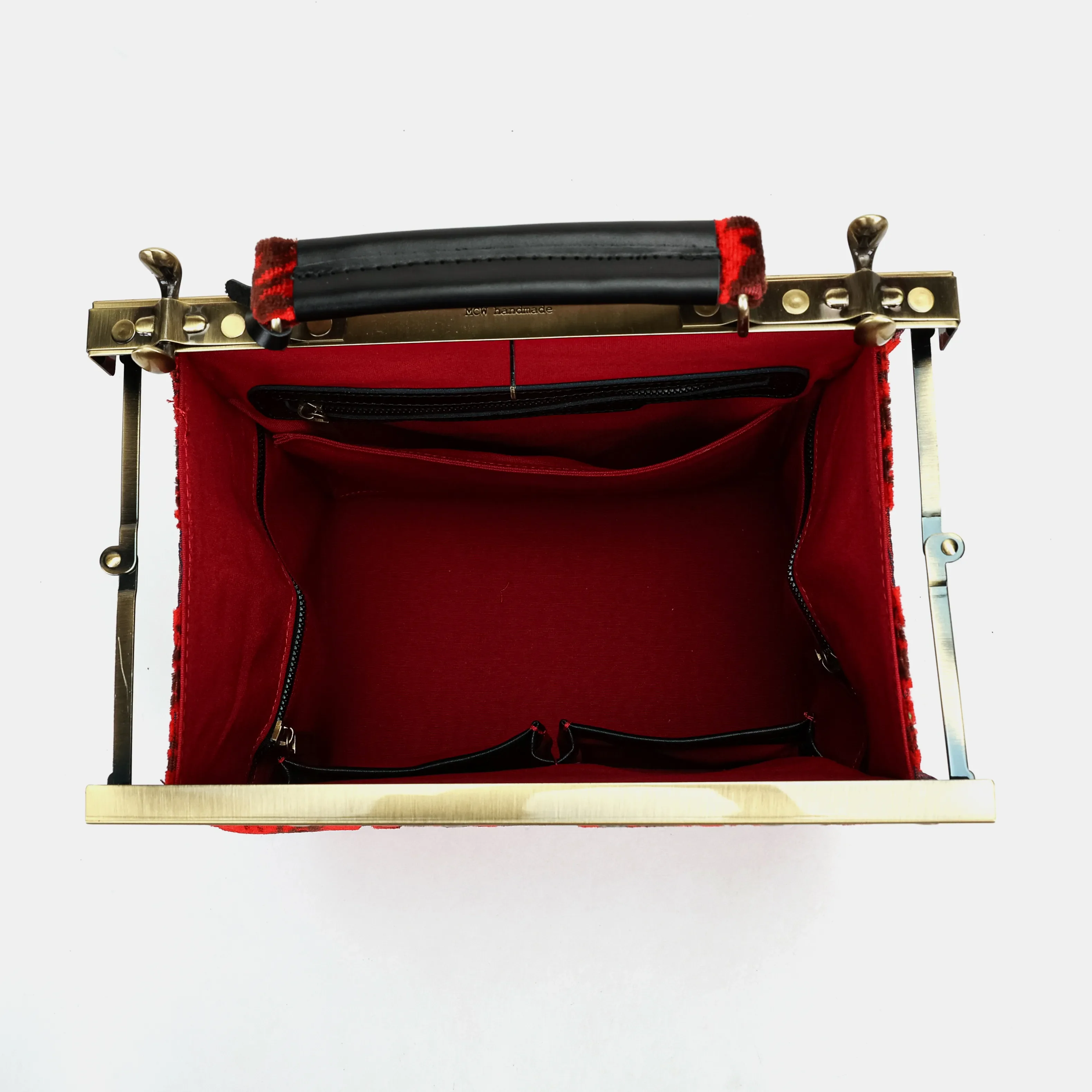Burnout Velvet Revival Scarlet Vivienne Carpet Purse Gladstone Bag - Image 8