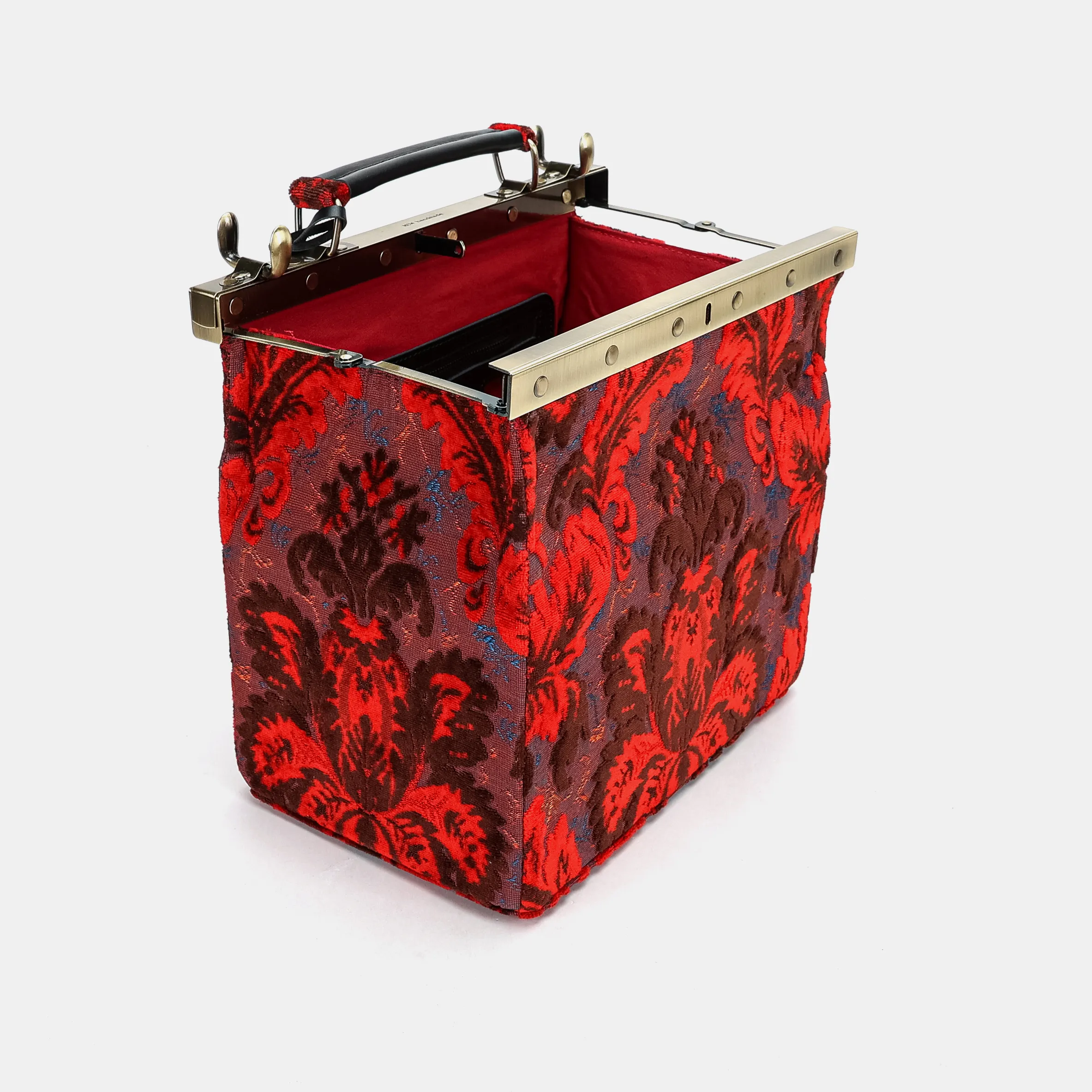 Burnout Velvet Revival Scarlet Vivienne Carpet Purse Gladstone Bag - Image 9