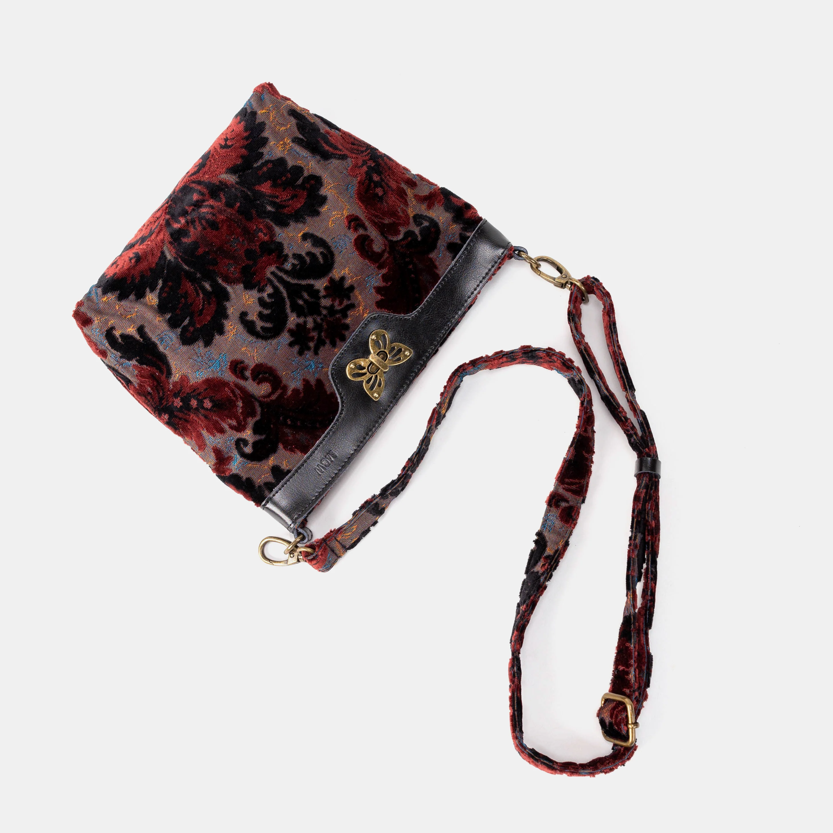Burnout Velvet Revival Sephia Butterfly Crossbody Bag - Image 2