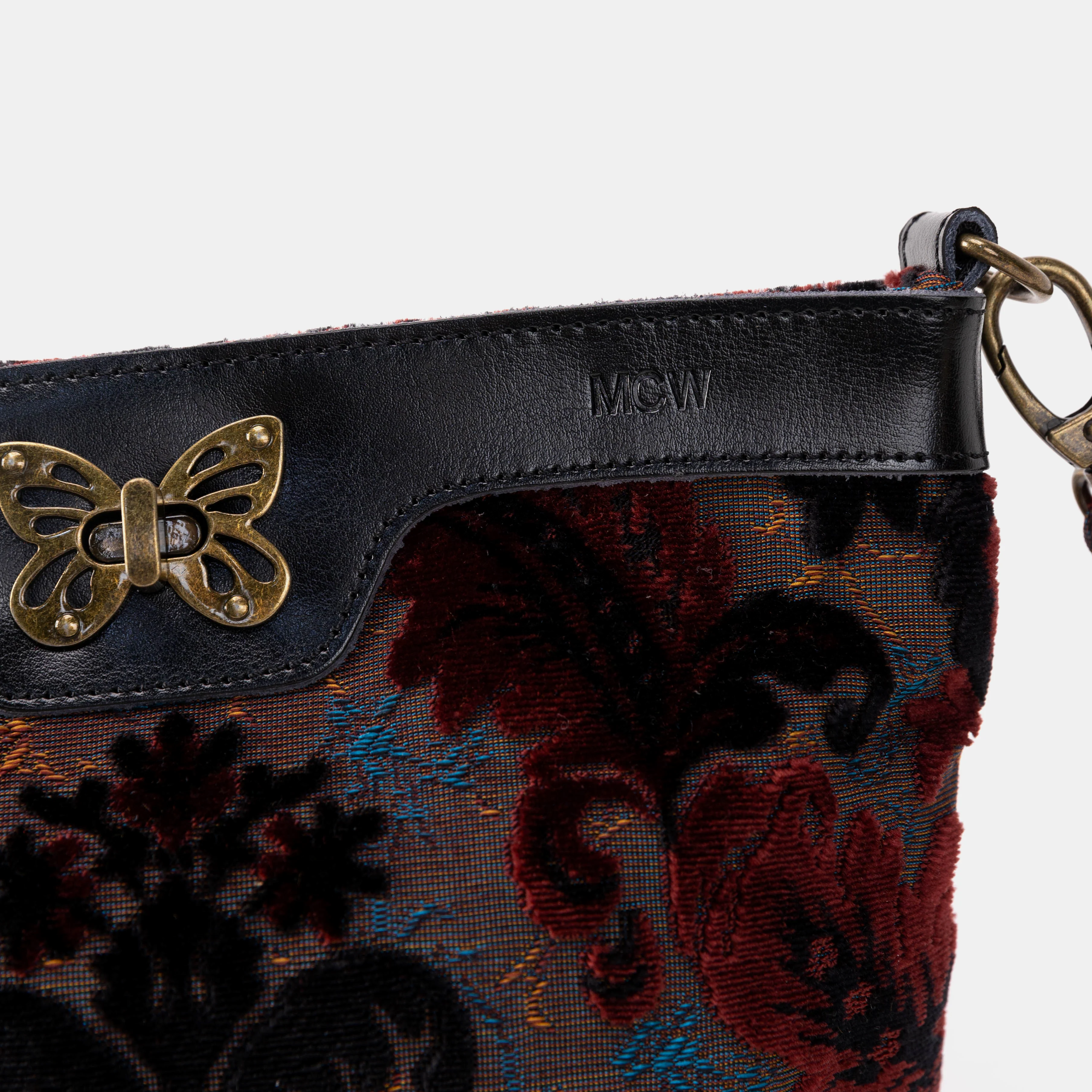 Burnout Velvet Revival Sephia Butterfly Crossbody Bag - Image 3