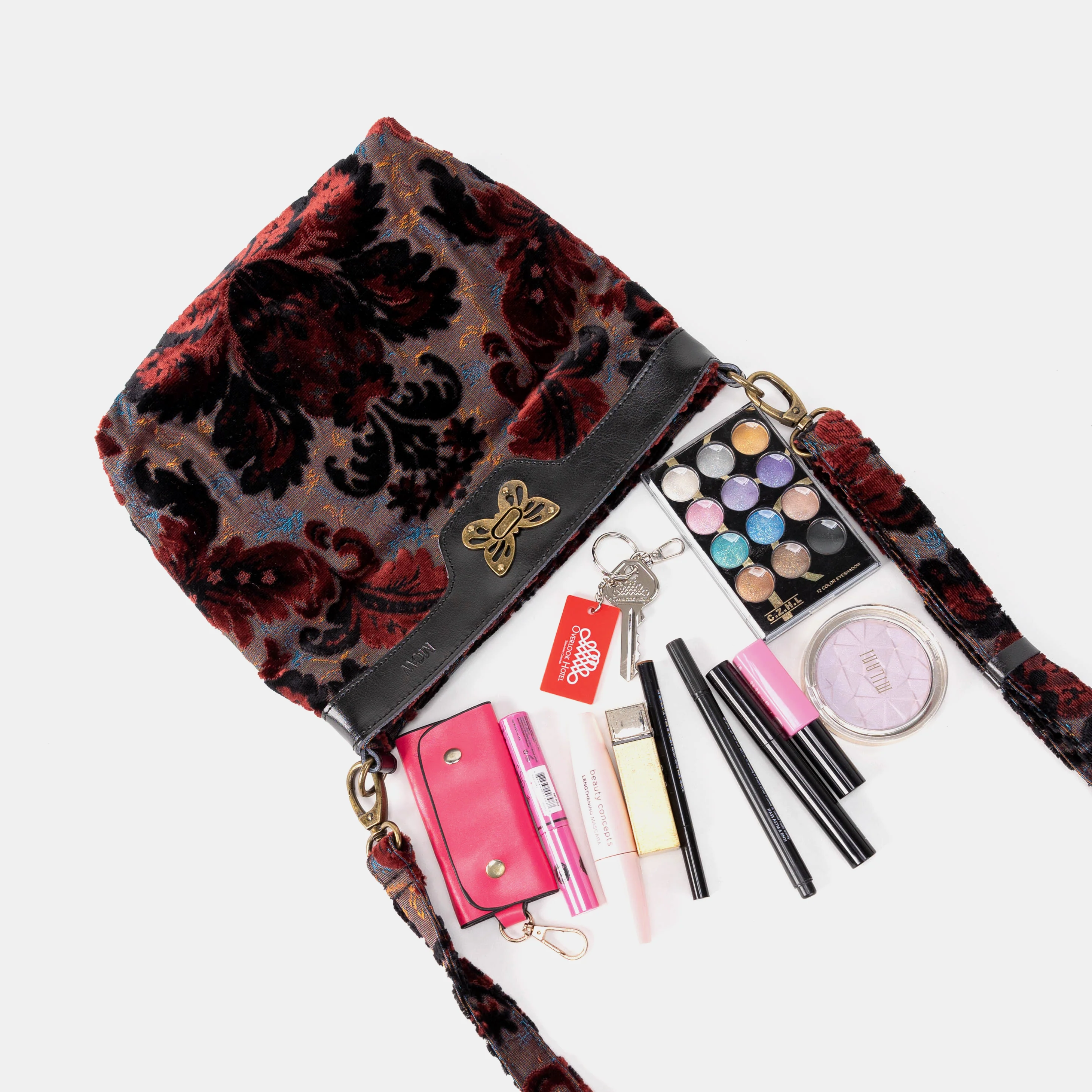 Burnout Velvet Revival Sephia Butterfly Crossbody Bag - Image 4