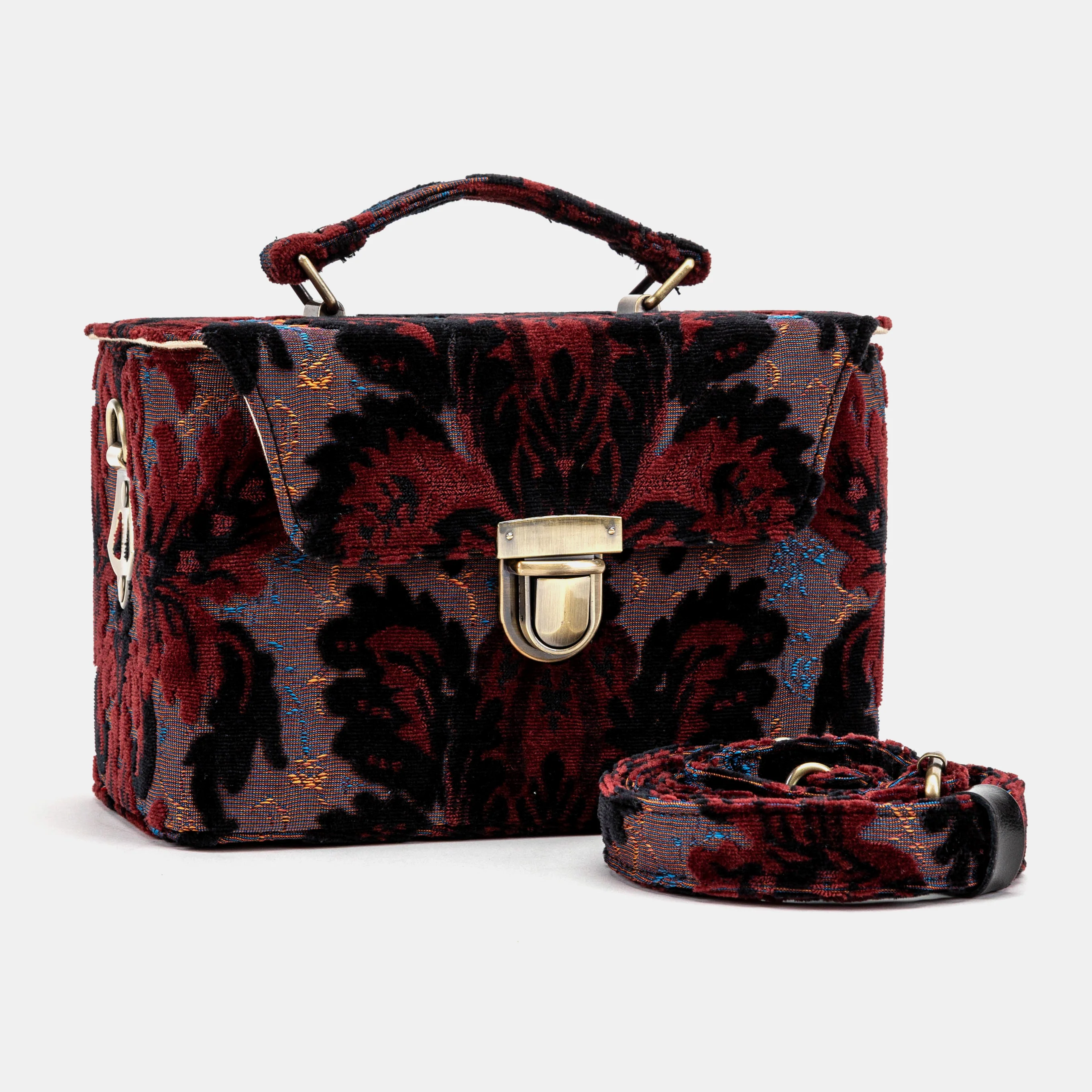 Burnout Velvet Revival Sephia Clara Medium Train Case Purse
