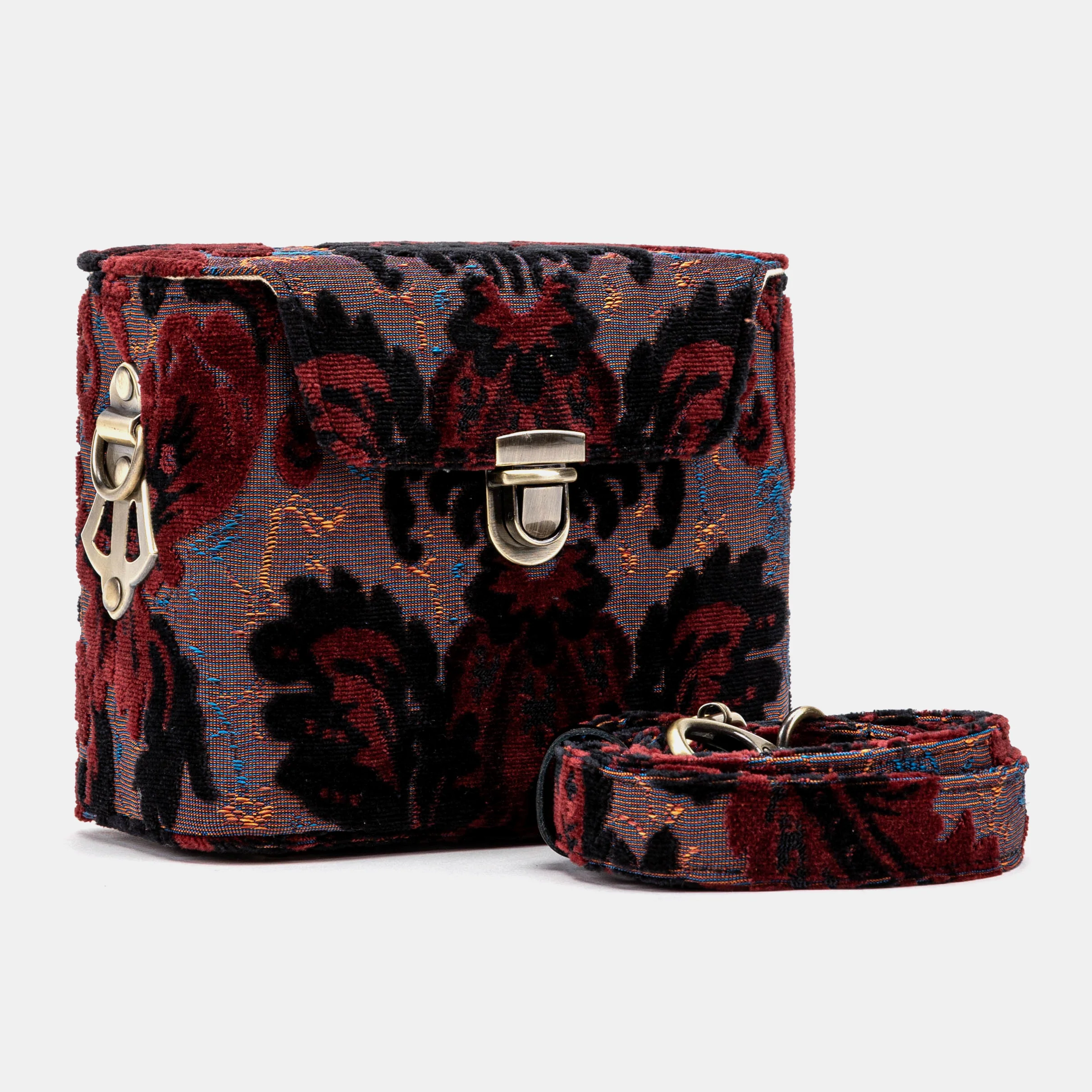 Burnout Velvet Revival Sephia Emma Small Train Case Crossbody - Image 2