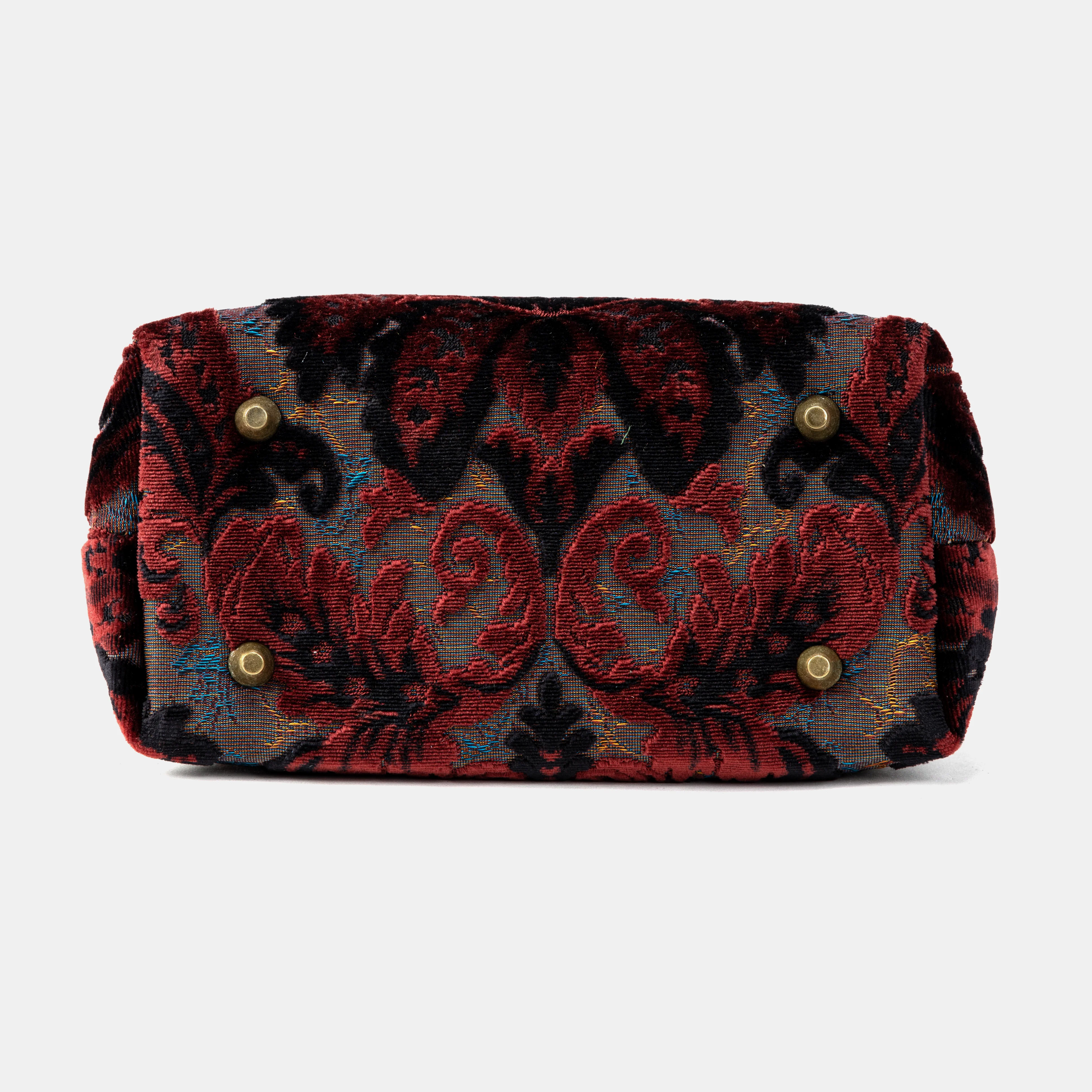 Burnout Velvet Revival Sephia Tuck Lock Carpet Satchel - Image 6