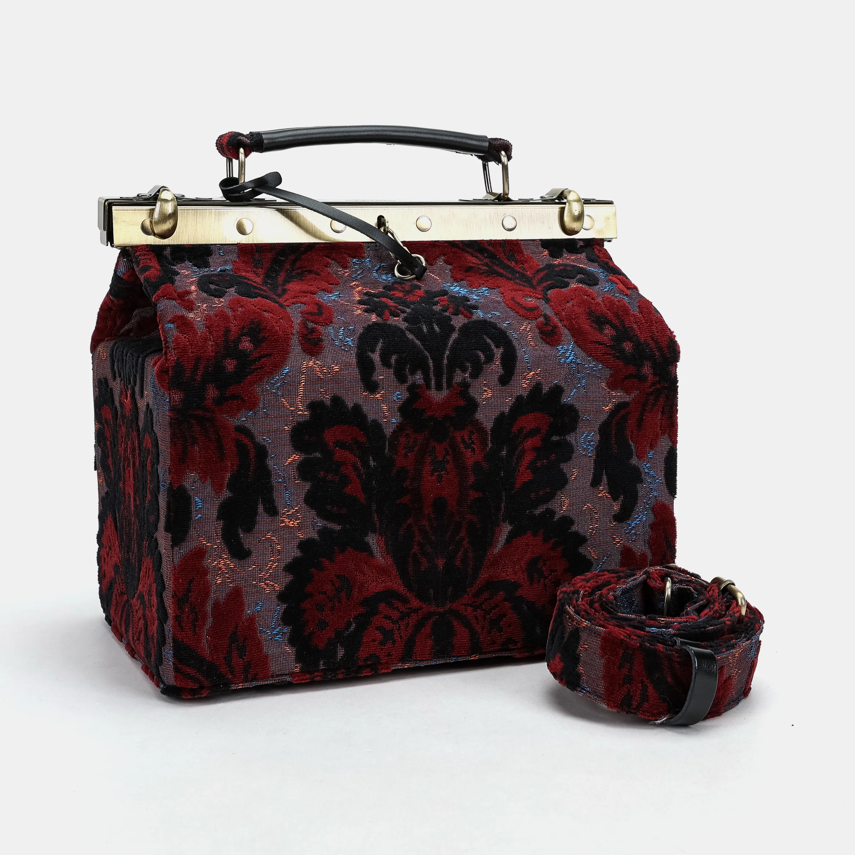 Burnout Velvet Revival Sephia Vivienne Carpet Purse Gladstone Bag - Image 5