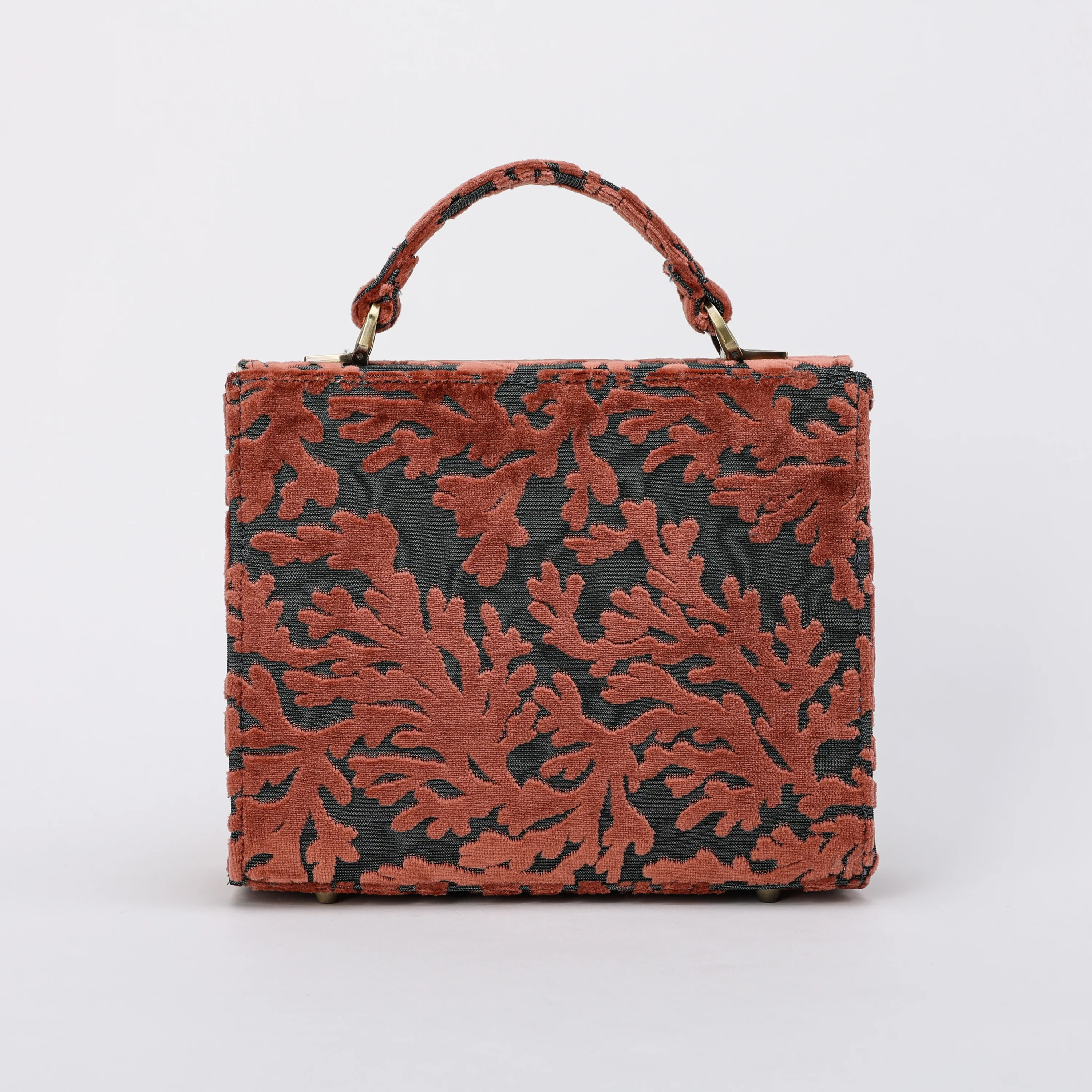 Burnout Velvet St Tropez Scuba Coral Flap Satchel - Image 4