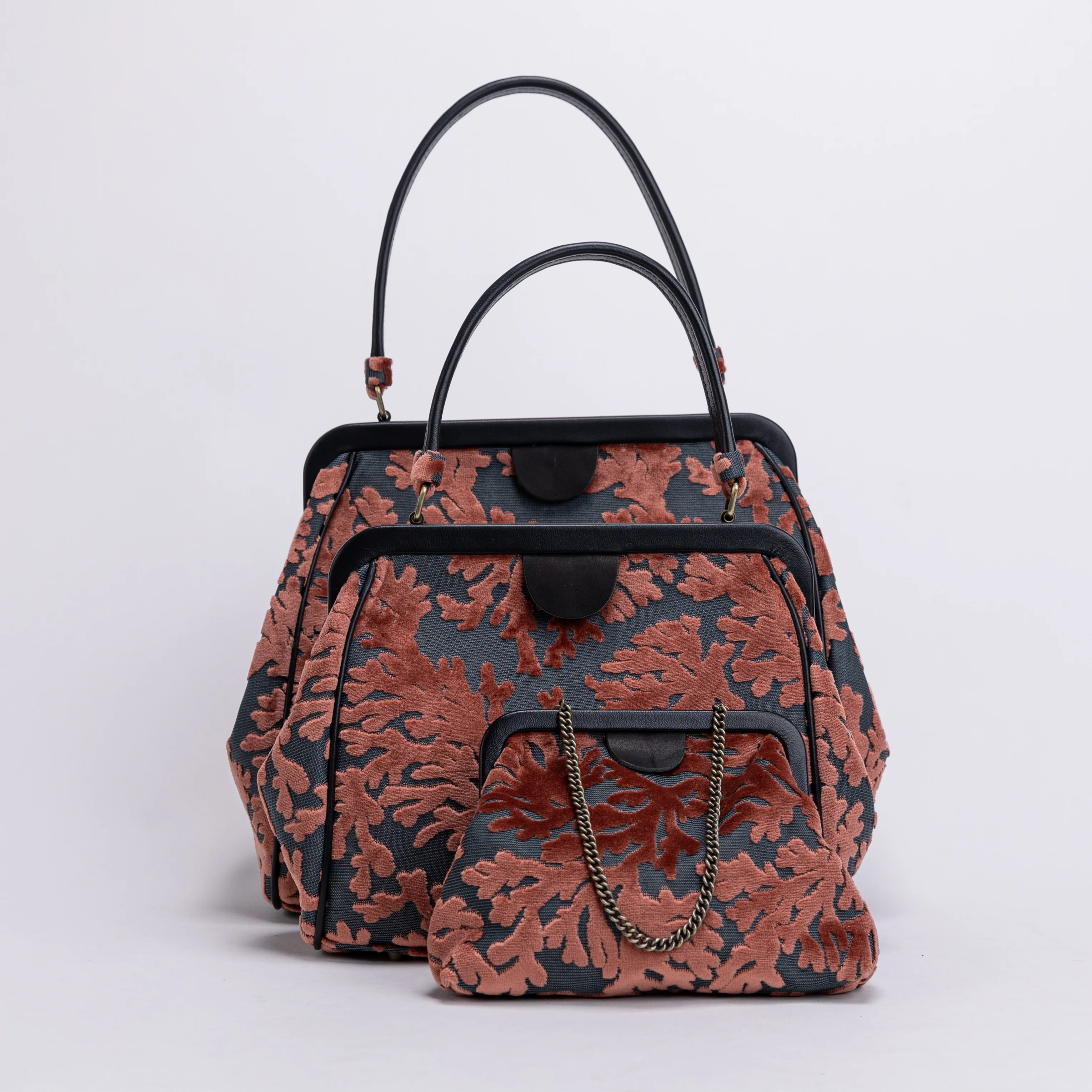 Burnout Velvet St Tropez Scuba Coral Alma Shoulder Bag - Image 7