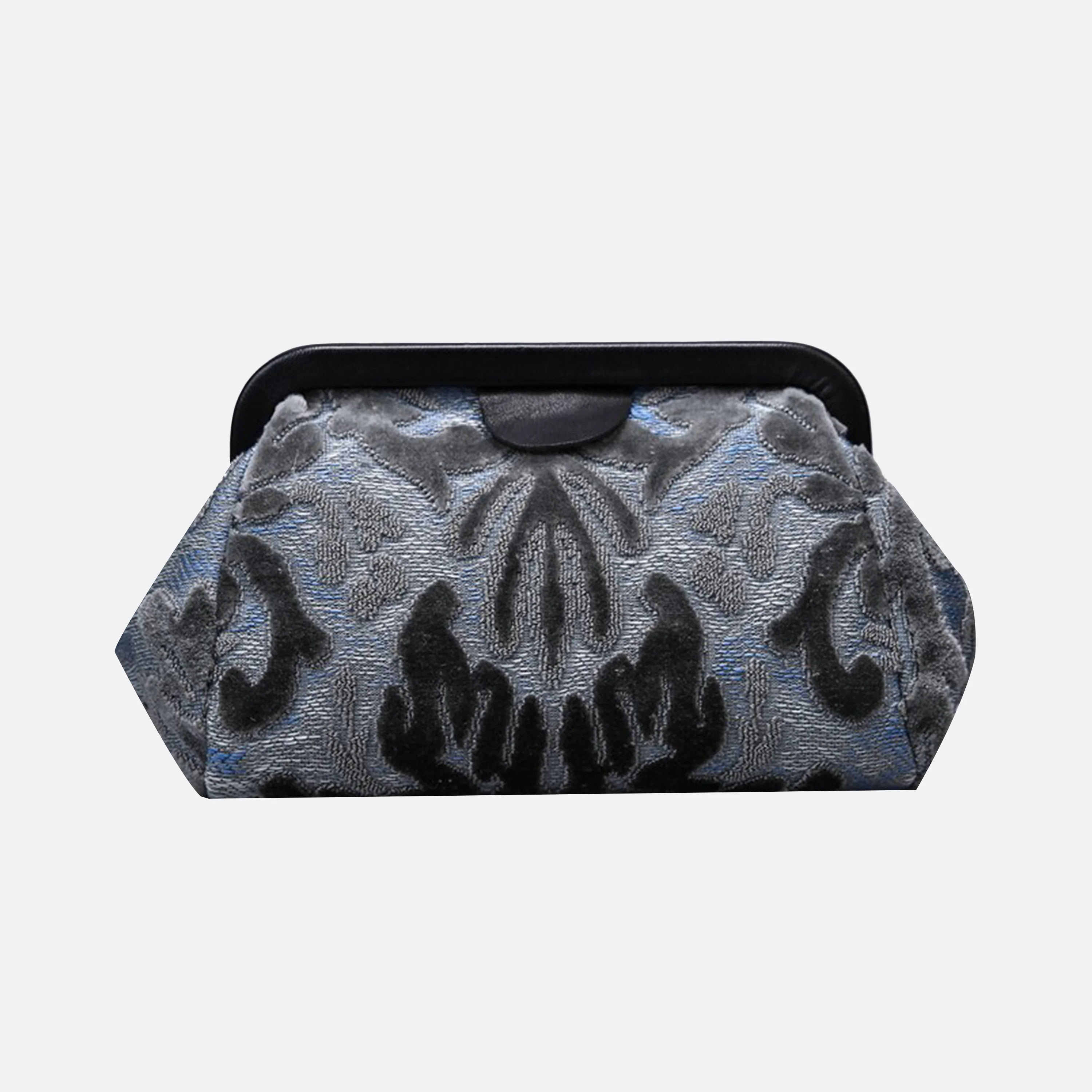 Burnout Velvet Steel Blue Evening Bag Clutch - Image 3