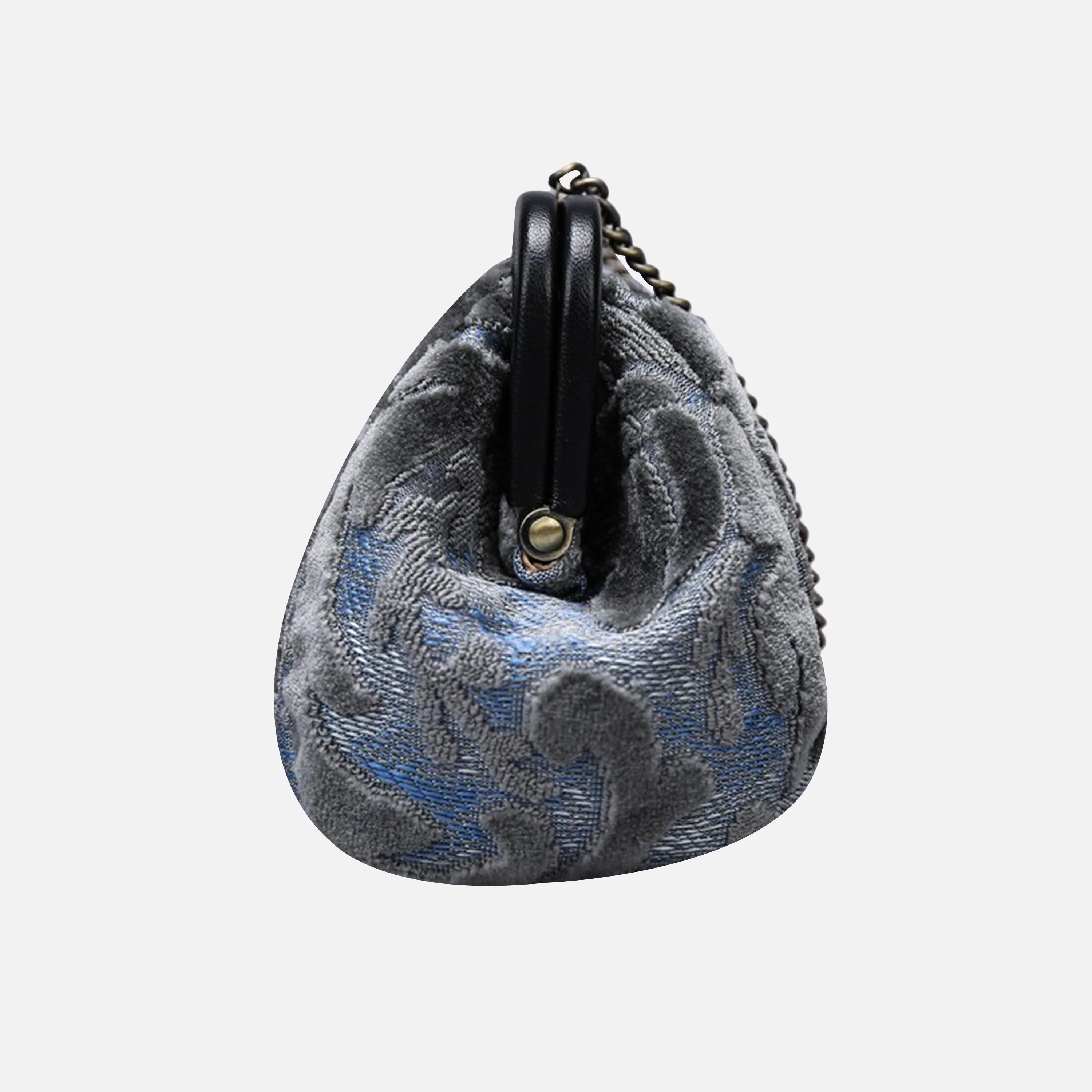 Burnout Velvet Steel Blue Evening Bag Clutch - Image 4