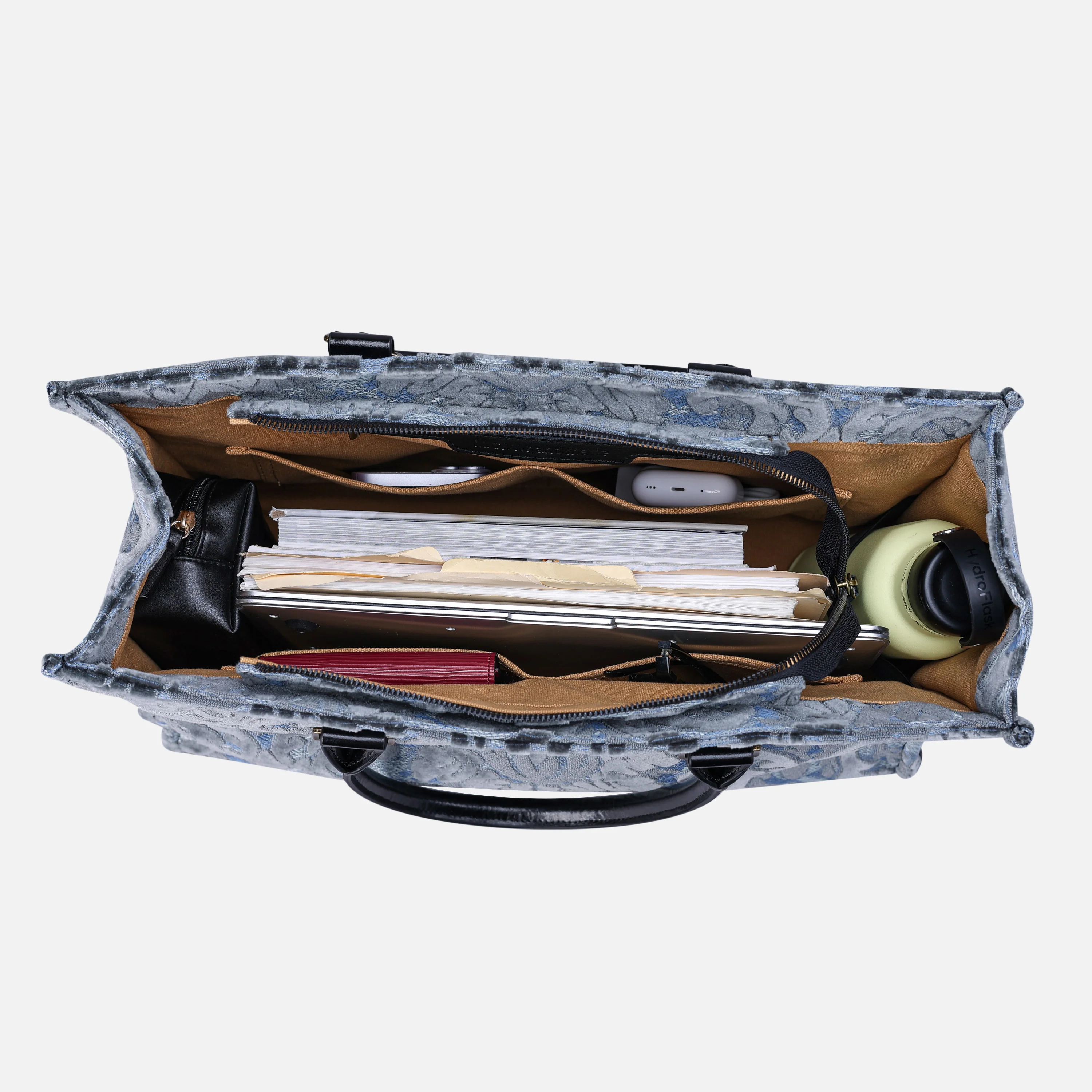 Burnout Velvet Steel Blue Laptop Work Tote - Image 4