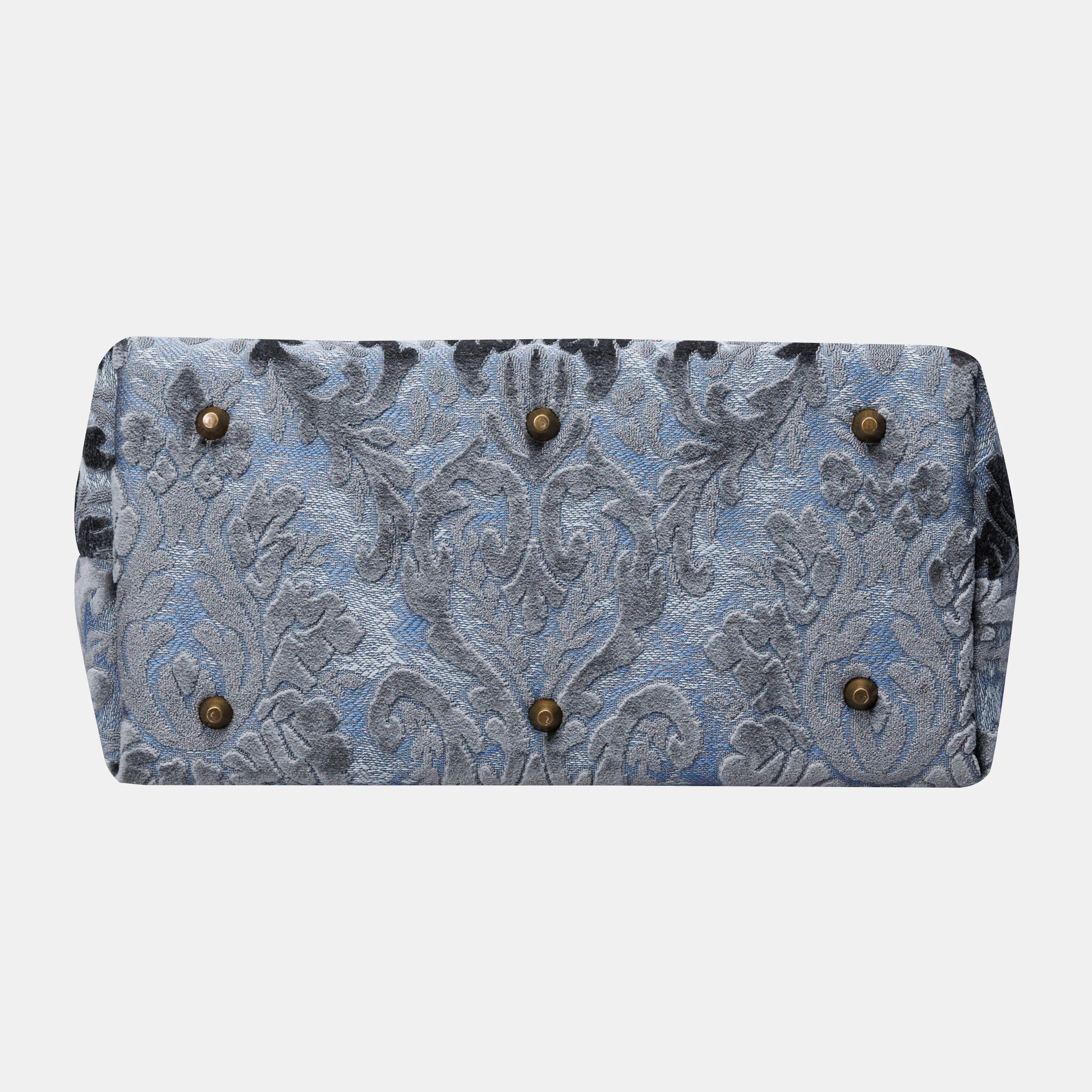 Burnout Velvet Steel Blue Knitting Project Bag - Image 5