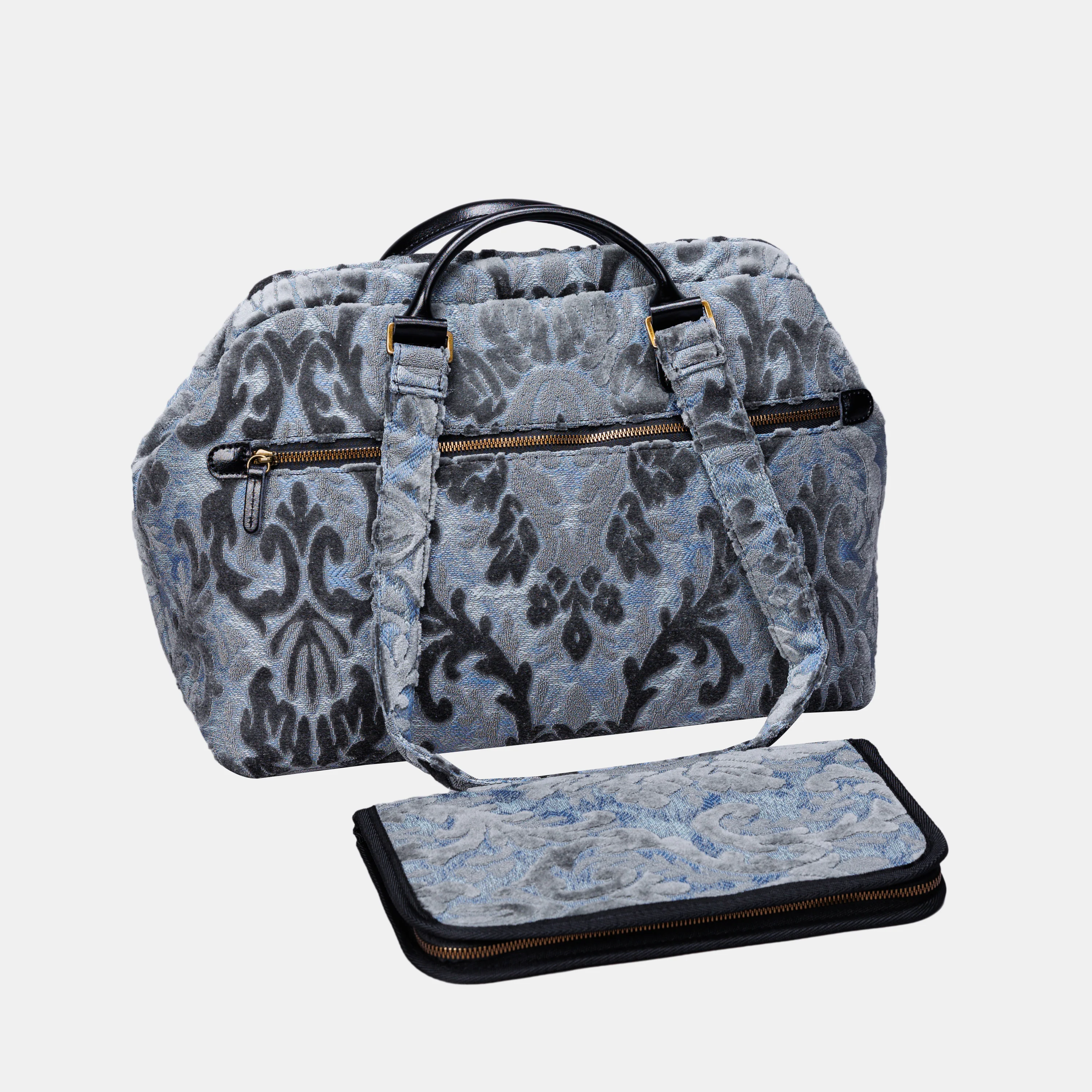 Burnout Velvet Steel Blue Knitting Project Bag - Image 9