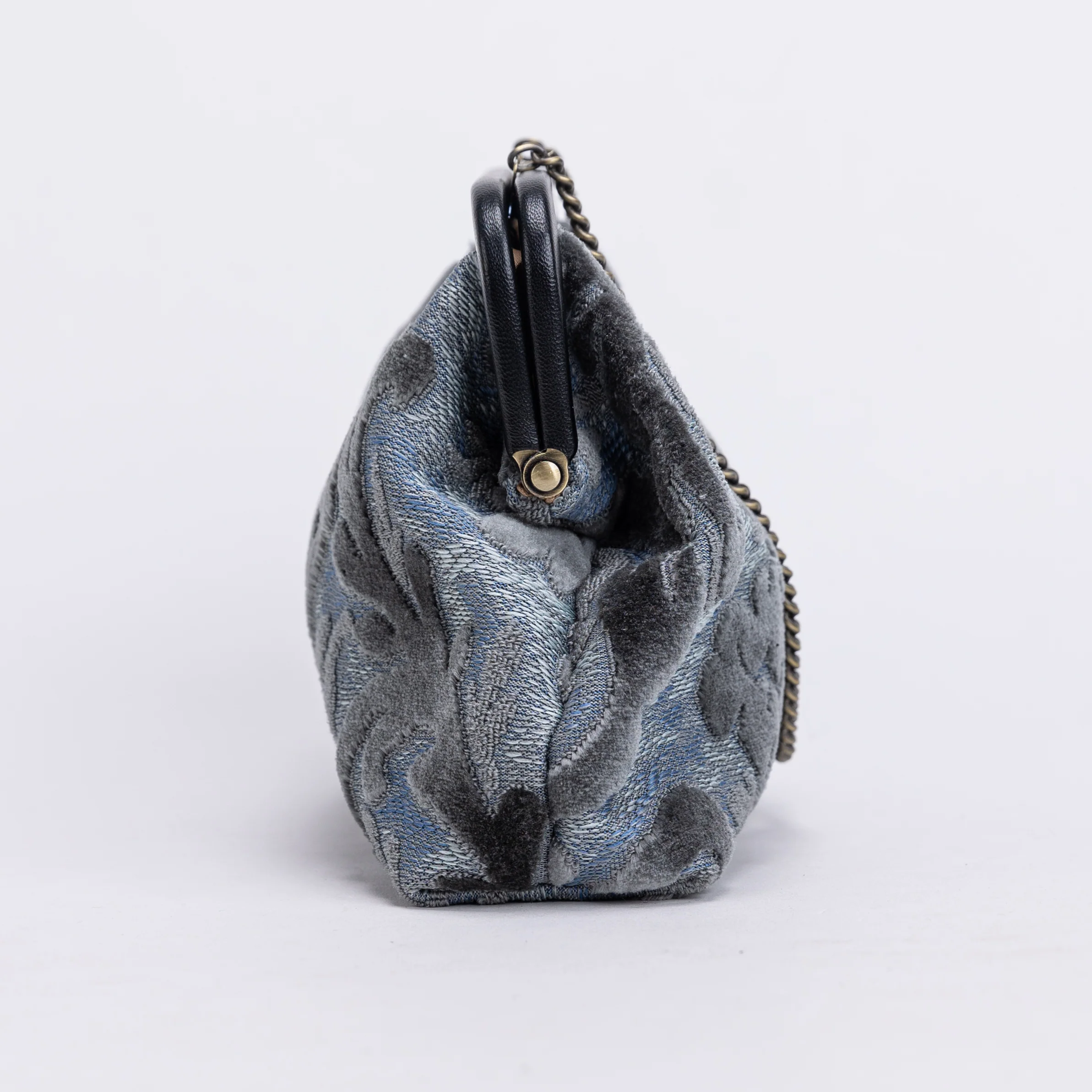 Burnout Velvet Steel Blue Alma Clutch - Image 4