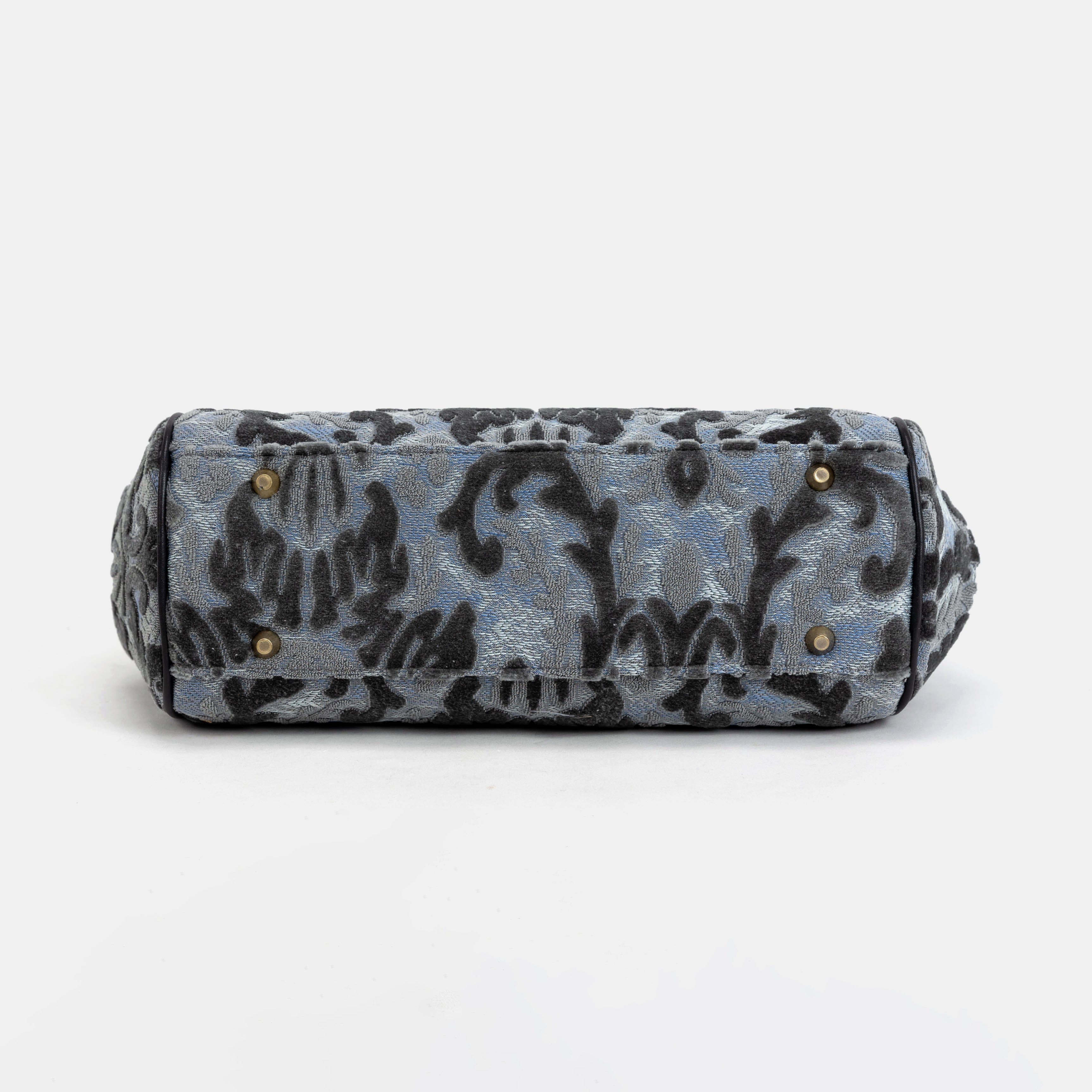 Burnout Velvet Steel Blue Alma Shoulder Bag - Image 5