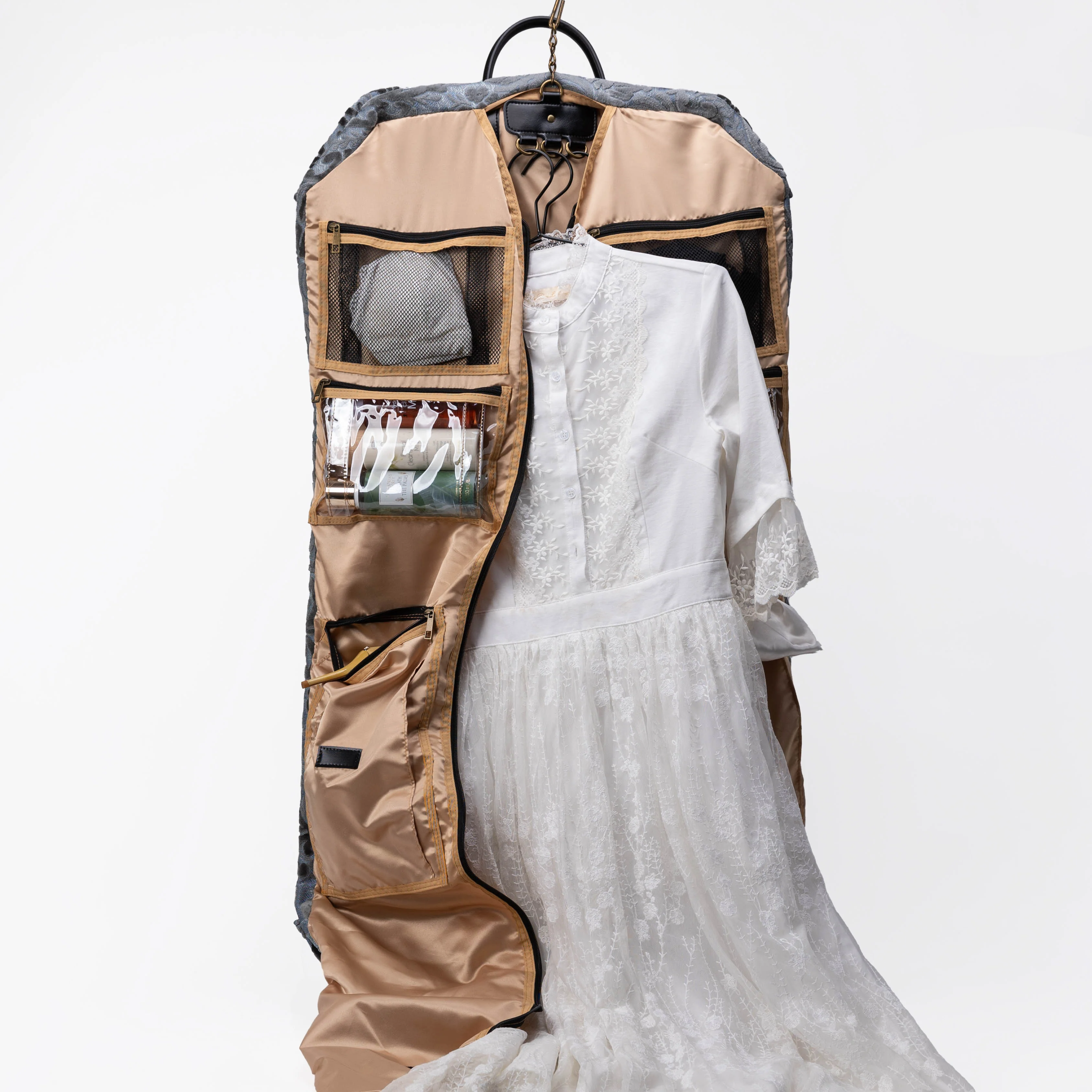 Burnout Velvet Steel Blue Carpet Garment Bag - Image 3