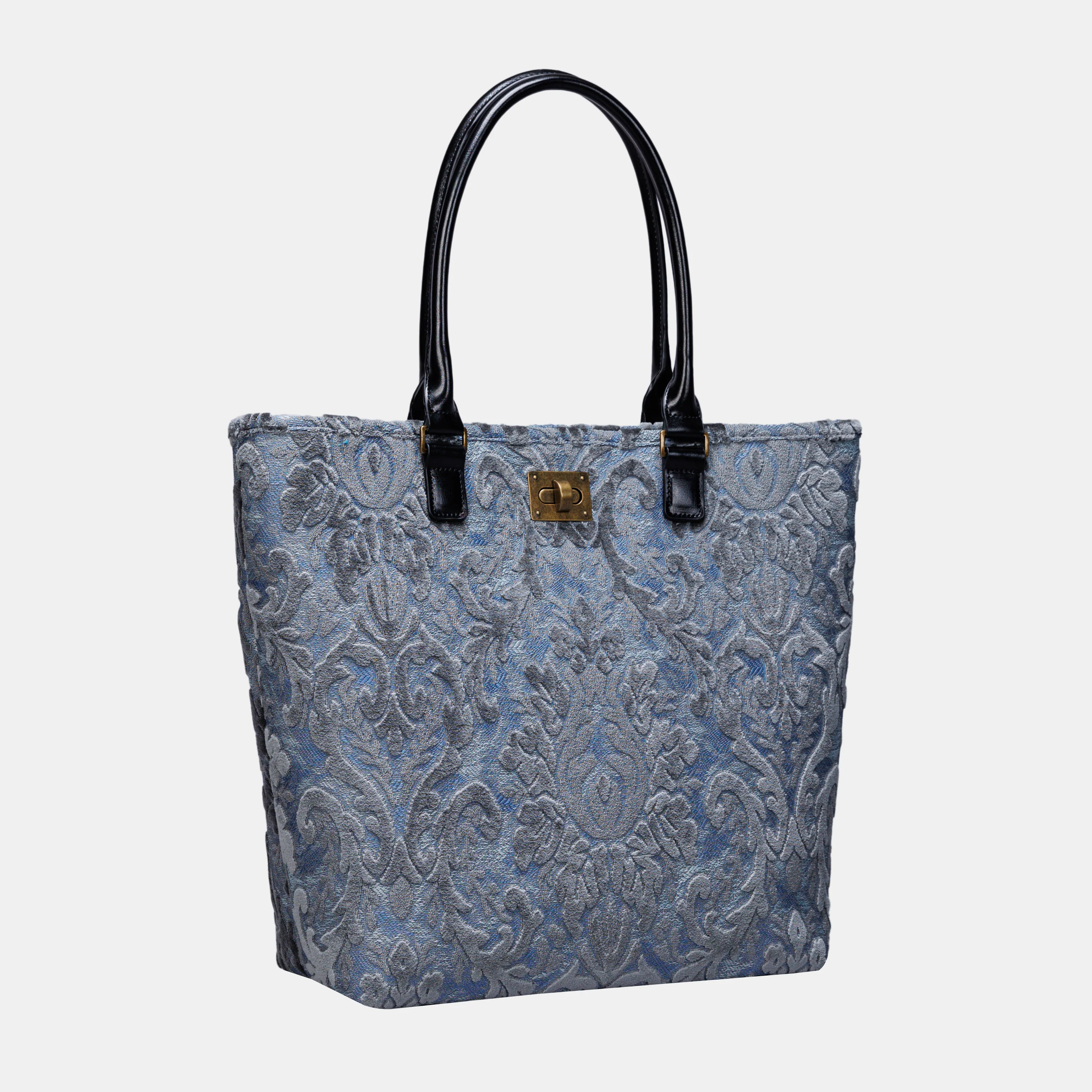 Burnout Velvet Steel Blue Carpet Tote Shopper - Image 3